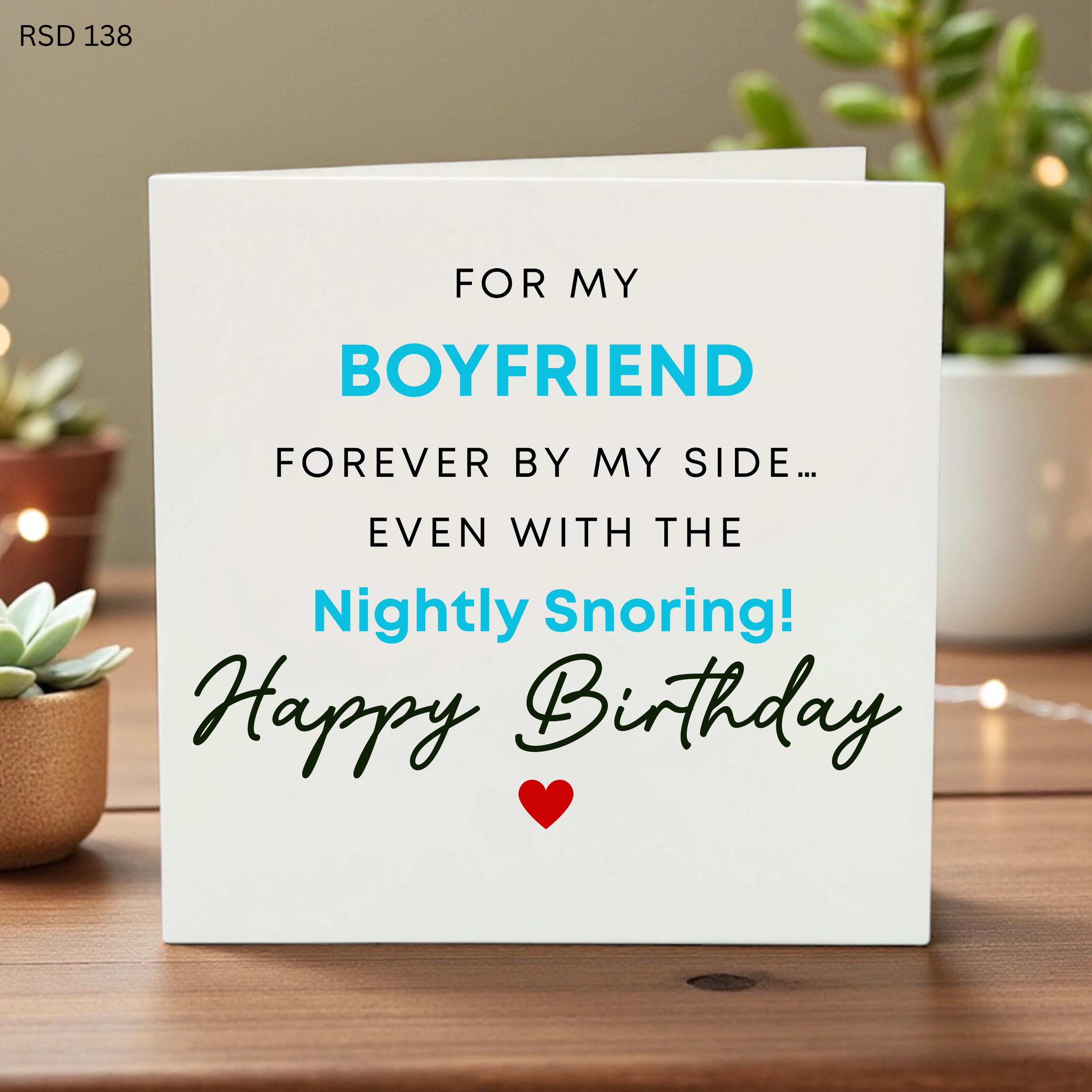 Funny Birthday Card for Boyfriend, Nightly Snoring Card for Him, Humorous Birthday Gift for Snorer, Forever By My Side Funny Partner Card