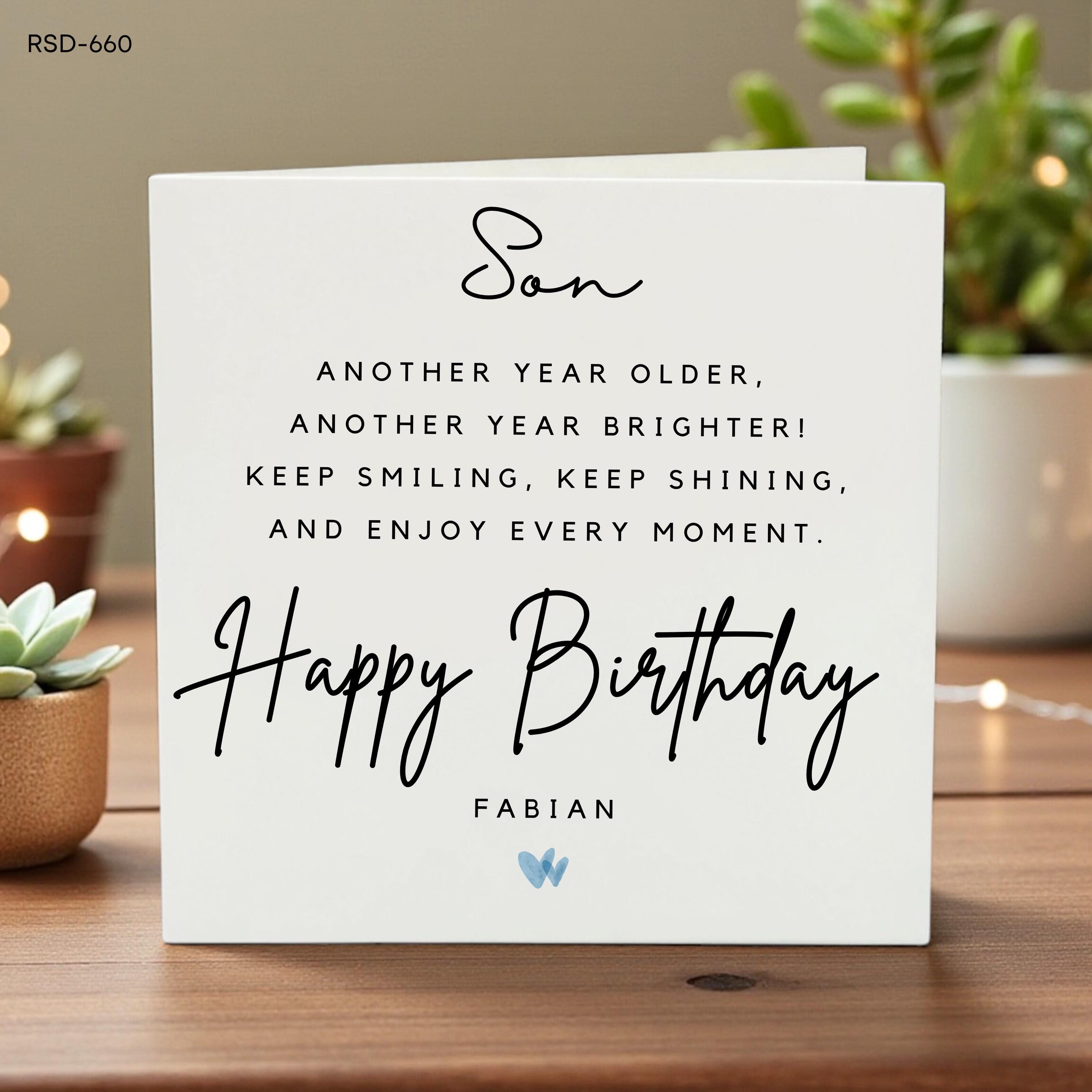 Personalized Birthday Card for Son, Custom Name Kids Greeting, Heartfelt Birthday Wishes Card, Cute Keepsake Gift for Boys