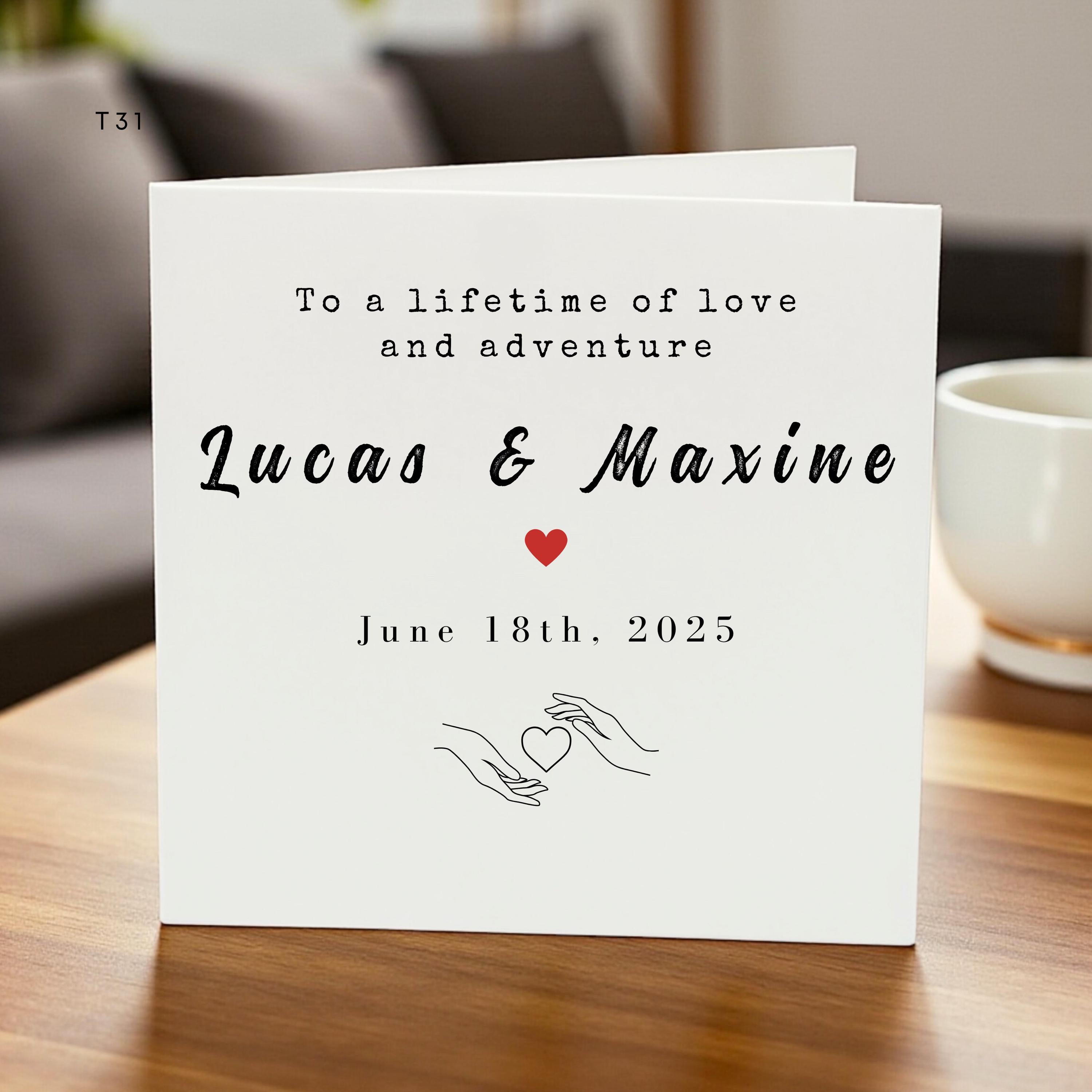 Personalised Wedding Card To The Bride And Groom Custom Names Romantic Keepsake Engagement Gift Anniversary Love Heart Card