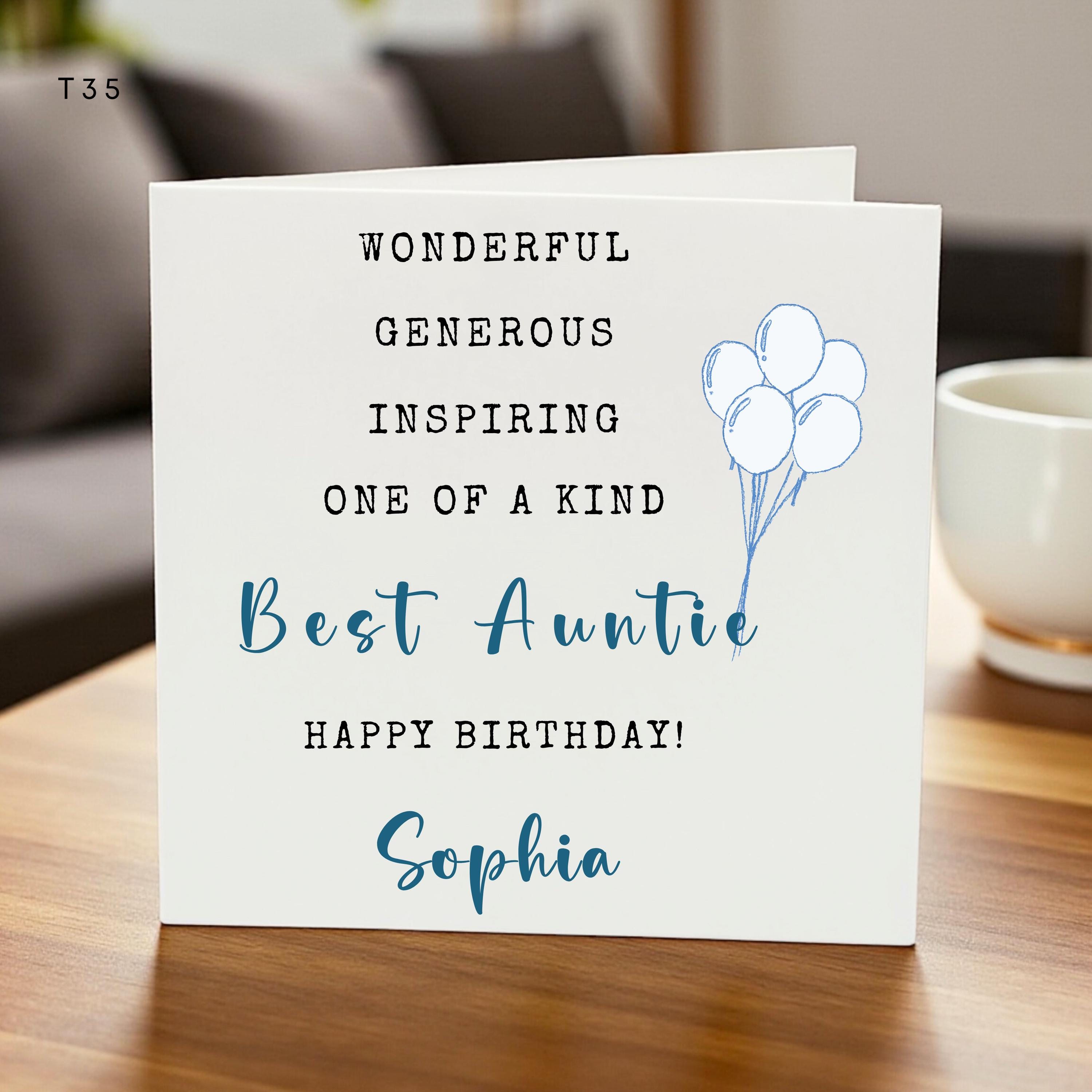 Auntie Birthday Card, Personalised Birthday Card For Auntie, Special Aunt Birthday Card, Auntie Birthday Gift, For Her, Cute Aunt Card 6x6