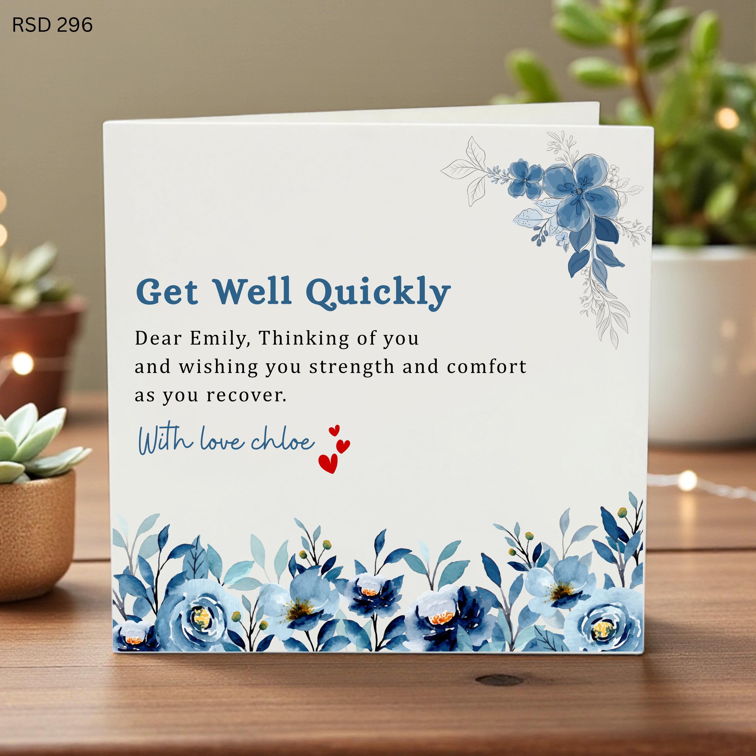 Get Well Card, Speedy Recovery, Thinking of You, Get Well Soon Card, Wishing you a speedy recovery, Well wishes Heartfelt Compassionate 6x6