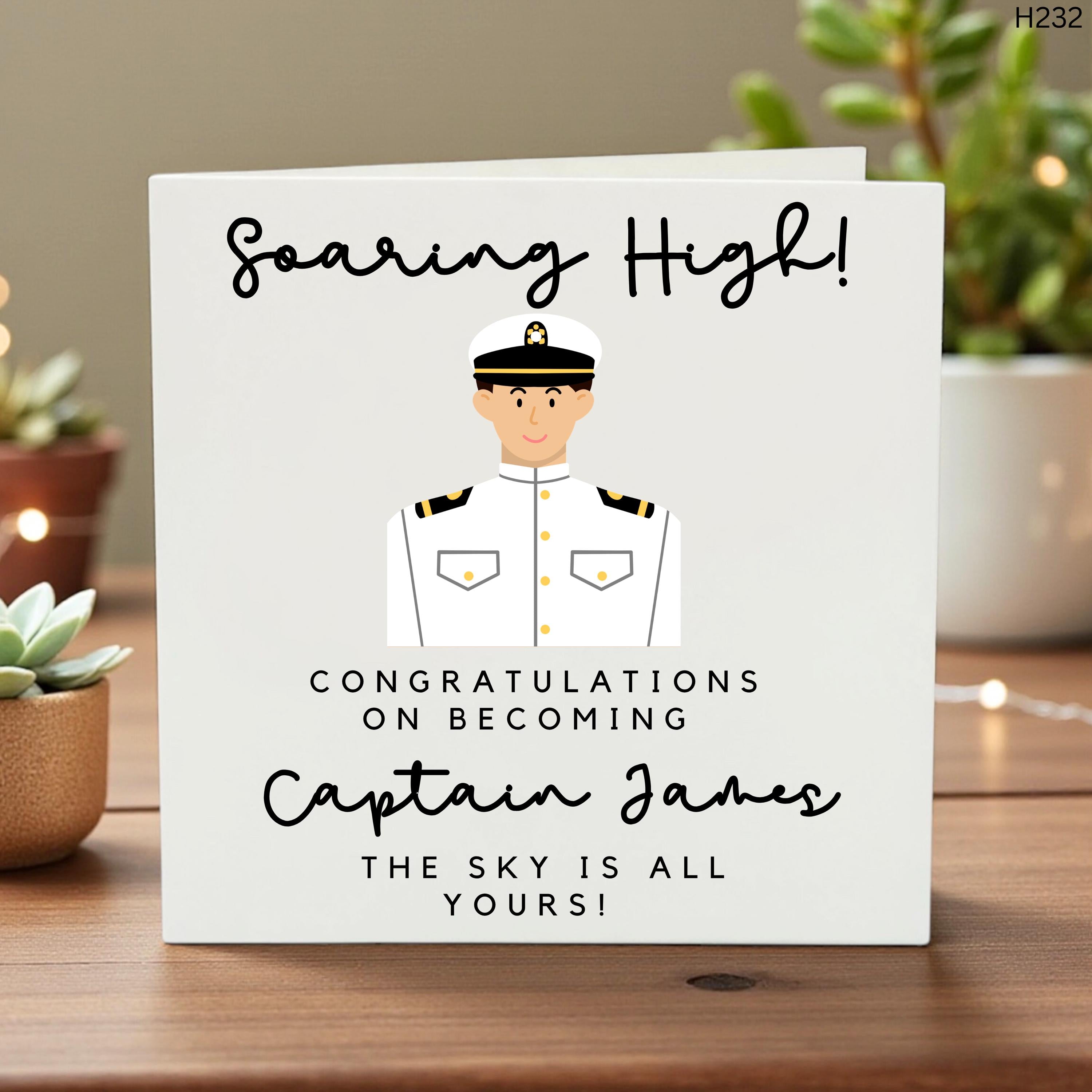 Personalised Pilot Congratulations Card Custom Name Captain Promotion Card Airline Pilot Gift Aviation Congrats Card 6x6