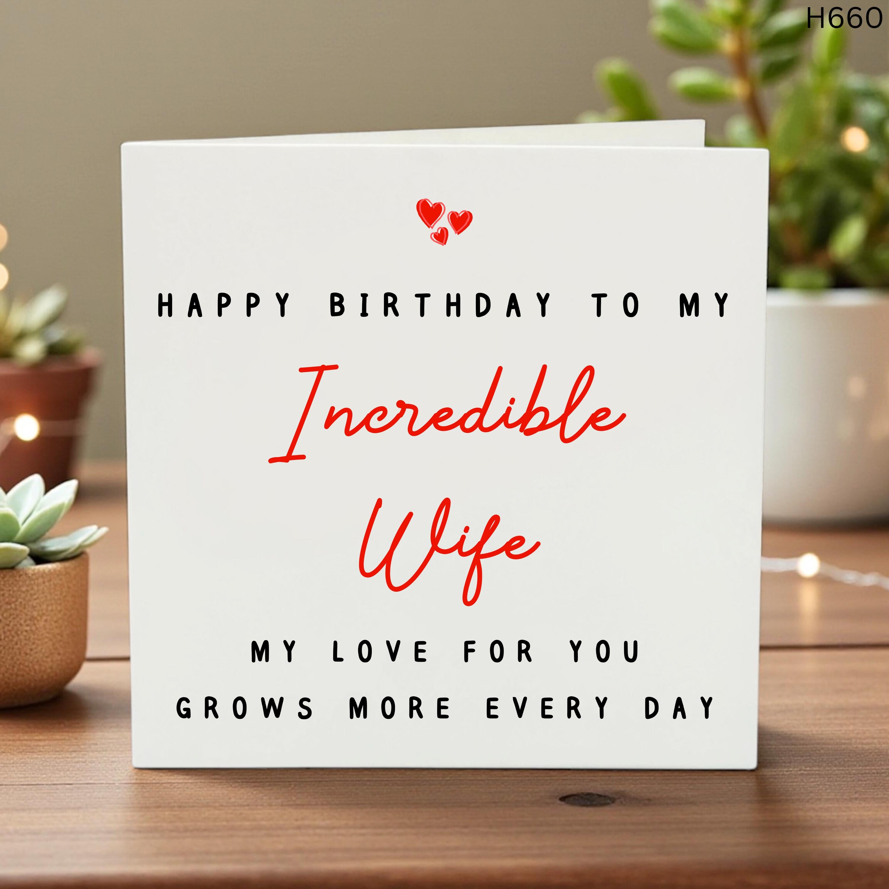 Birthday Card for Wife, Personalised Happy Birthday to my amazing Wife card, Happy Birthday Wife, Wife Birthday Card, Wife Bday Card 6x6
