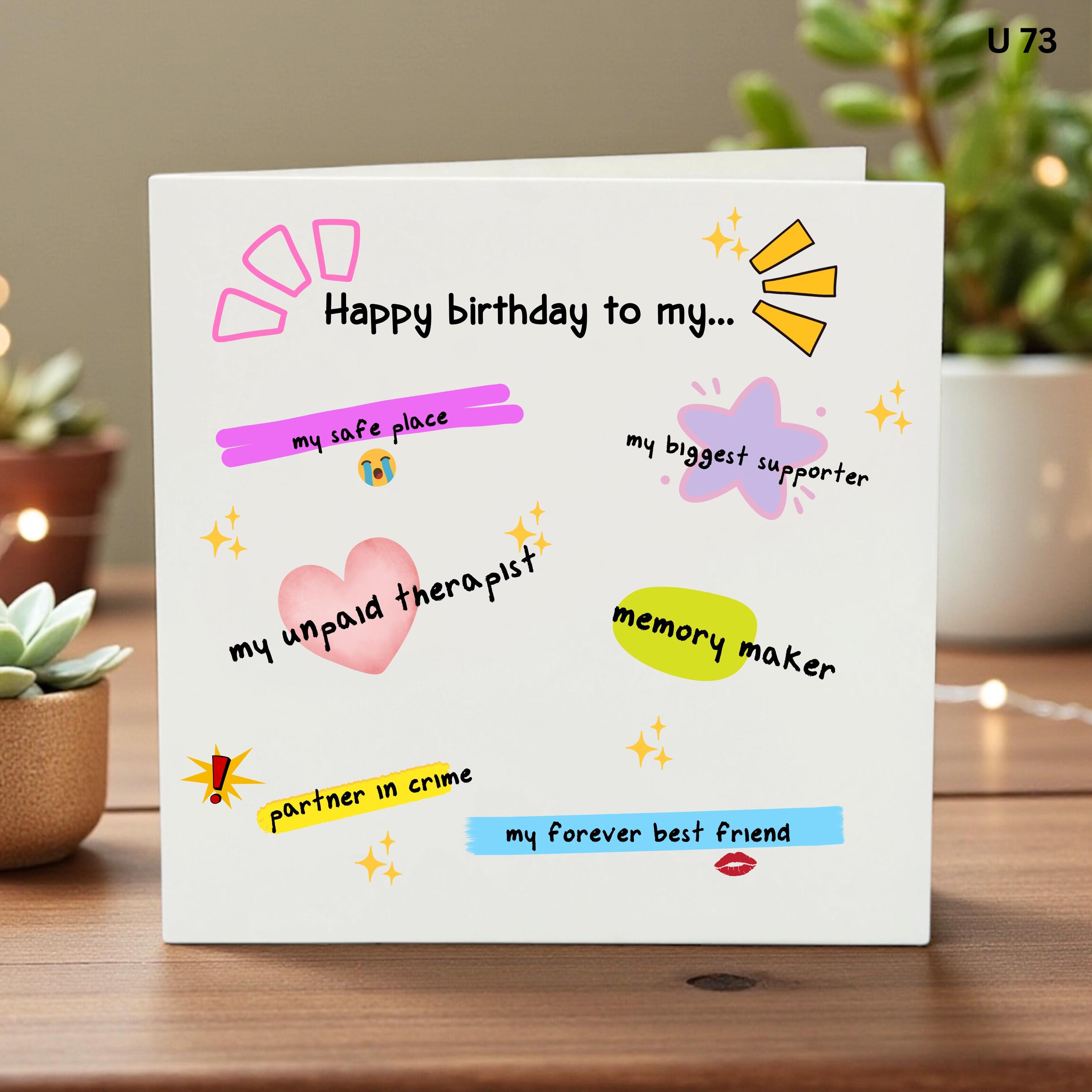 Best Friend Birthday Card, Funny Birthday Card for Bestie, Unpaid Therapist Card, Partner in Crime, Funny Birthday Gift, Sentimental Card