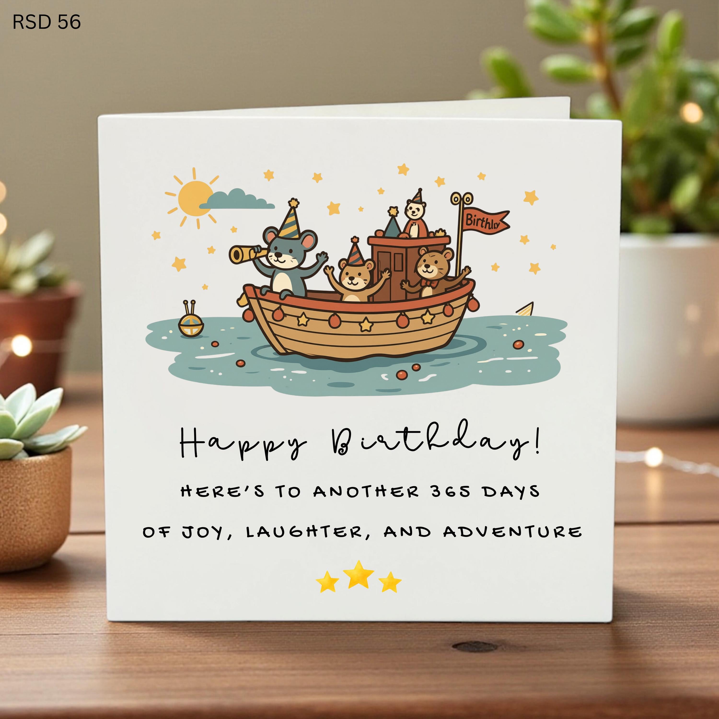 Personalized Birthday Card for Kids, Cute Animal Adventure Illustration, Fun Celebration Card, Custom Name Option, Joyful Gift