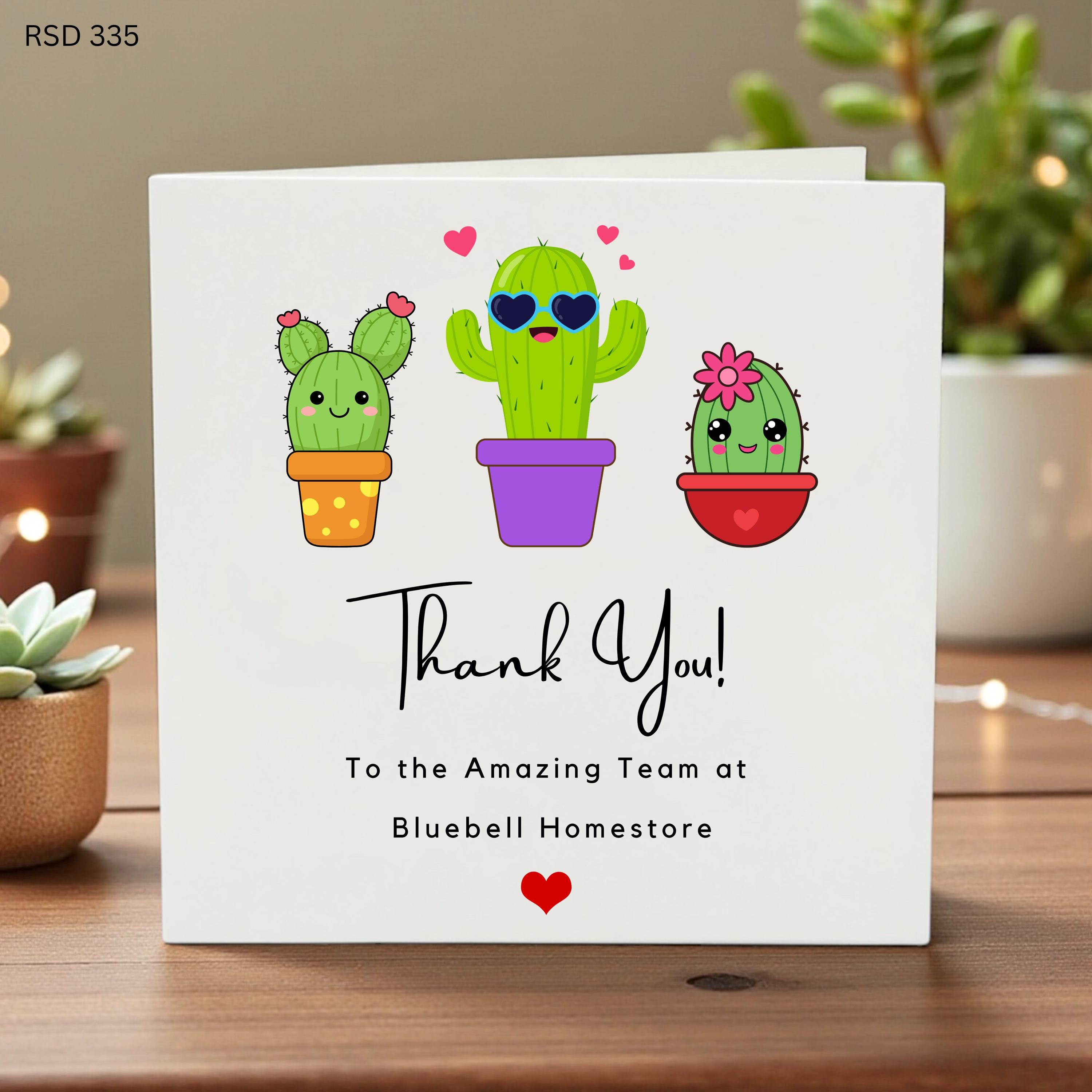 Thank You Card for Team, Personalised Appreciation Card, Cactus Thank You Gift, Colleague Thank You, Office Staff Gift, Teacher Thank You