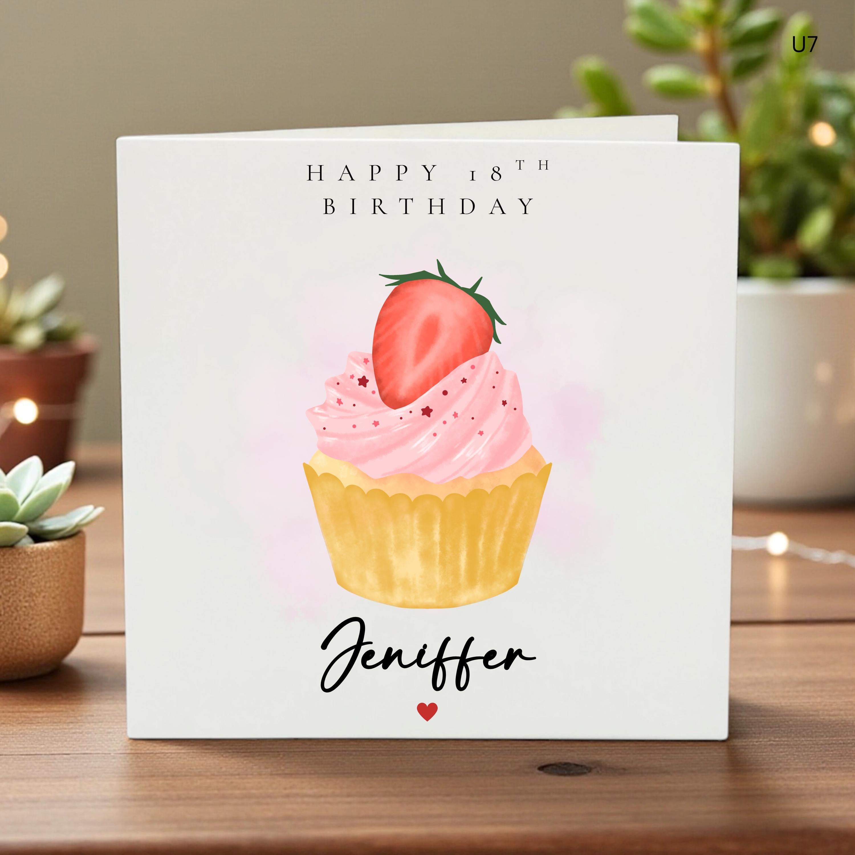 Personalized Cupcake Birthday Card, 18th Birthday Card for Daughter, Custom Name Card, Handmade Sweet Keepsake Gift, Teen Birthday -