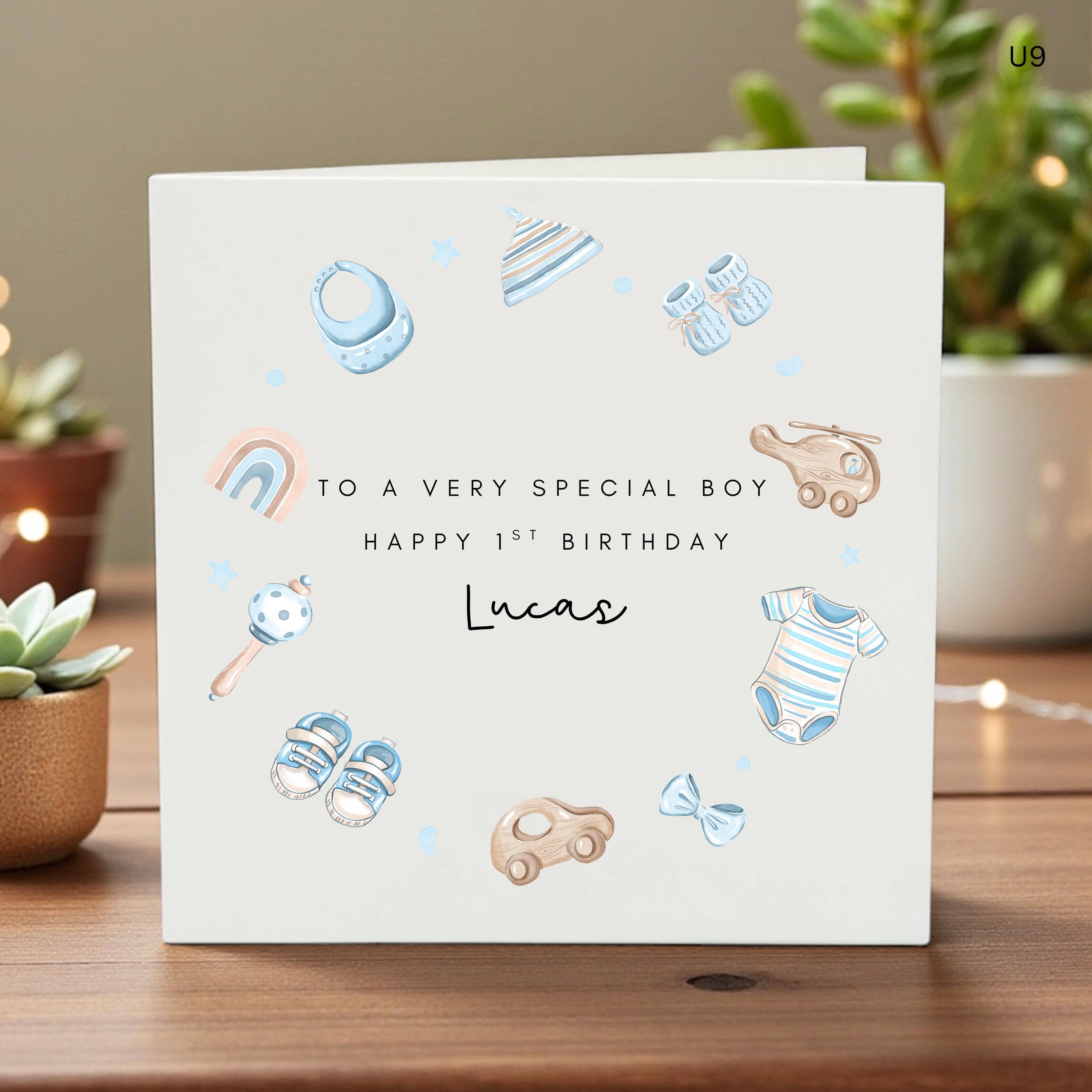 Personalized Baby Boy 1st Birthday Card, Custom Name Card, Handmade Keepsake Gift, Baby Shower Gift, Newborn Birthday Celebration