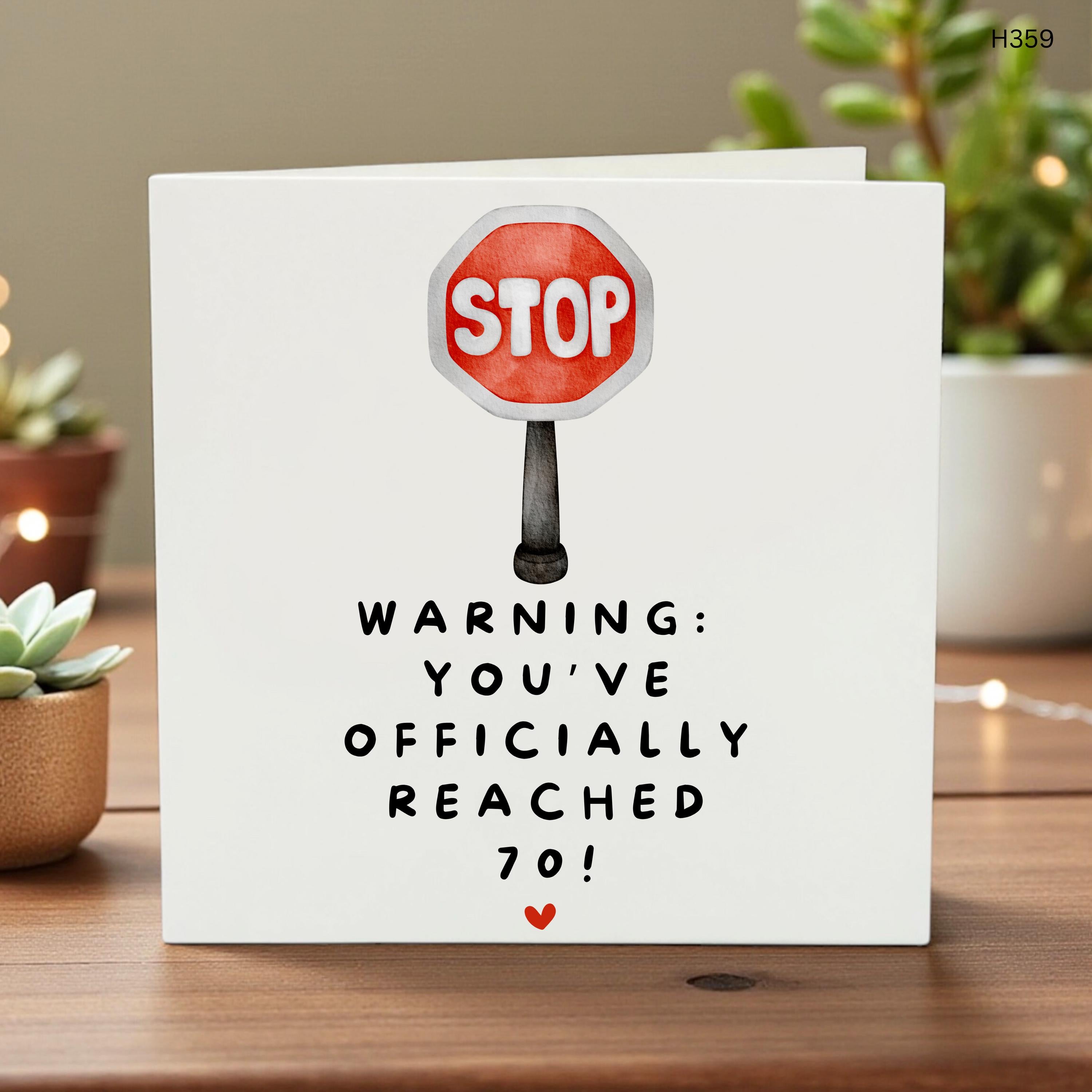 Funny 70th Birthday Card Warning You've Reached 70, Sarcastic 70 Birthday Gift for Him Her, Humorous Milestone Card, 70th Birthday