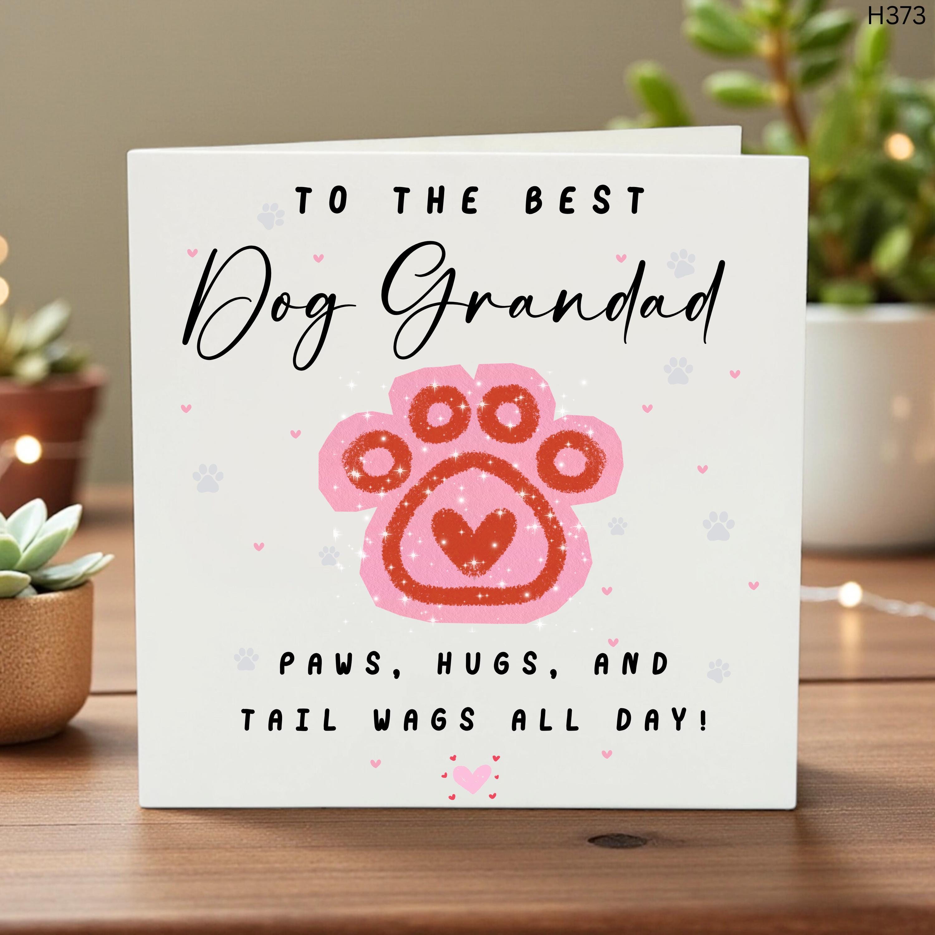 Happy Father's Day to a Pawsome Dog Grandad Card, Cute Dog Grandpa Father's Day Gift from the Dog, Funny Paw Print Card for Grandad, Puppy