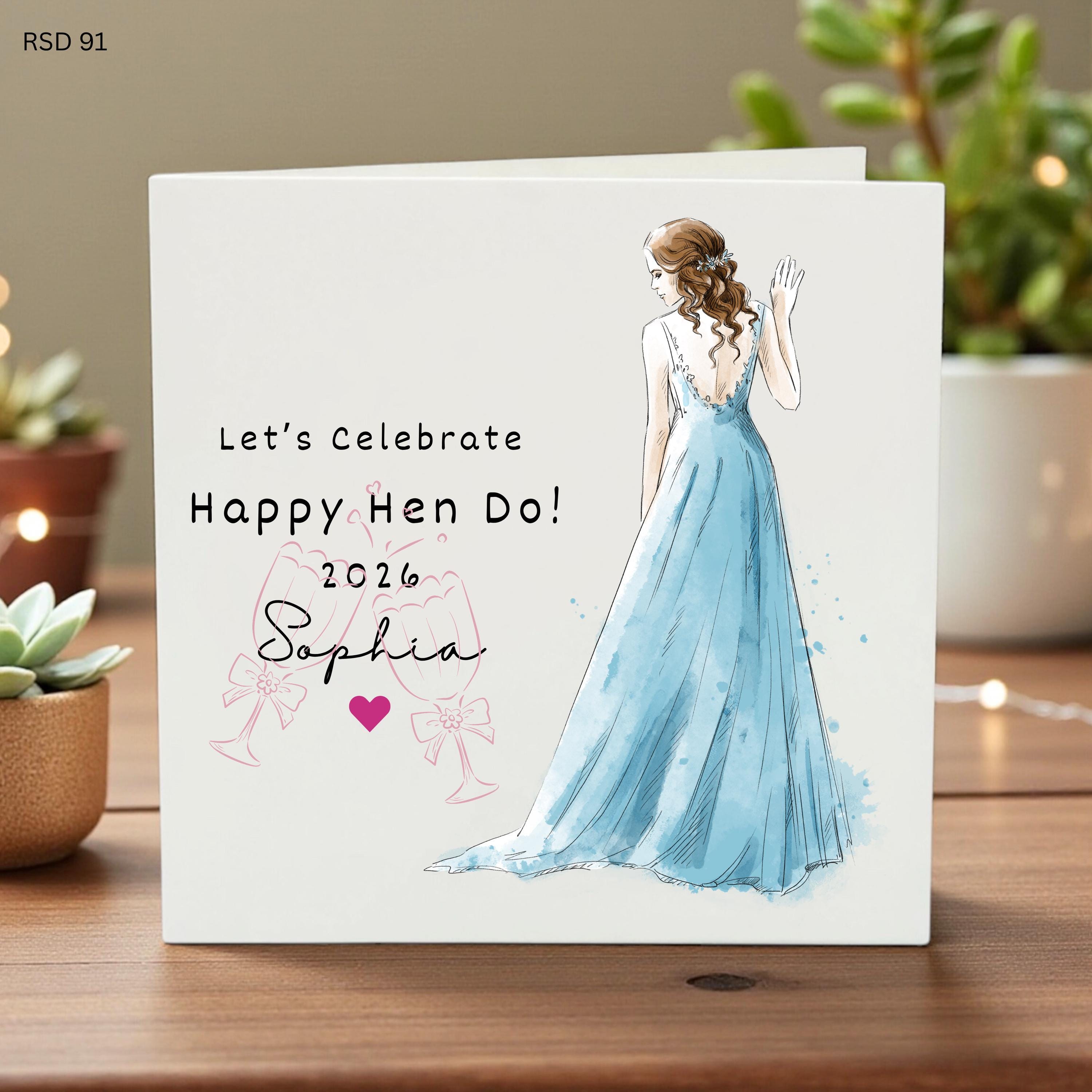 Personalized Hen Do Card, Bride-to-Be Greeting Card, Bachelorette Party Card, Custom Bridal Shower Card, Girls Night Celebration Card