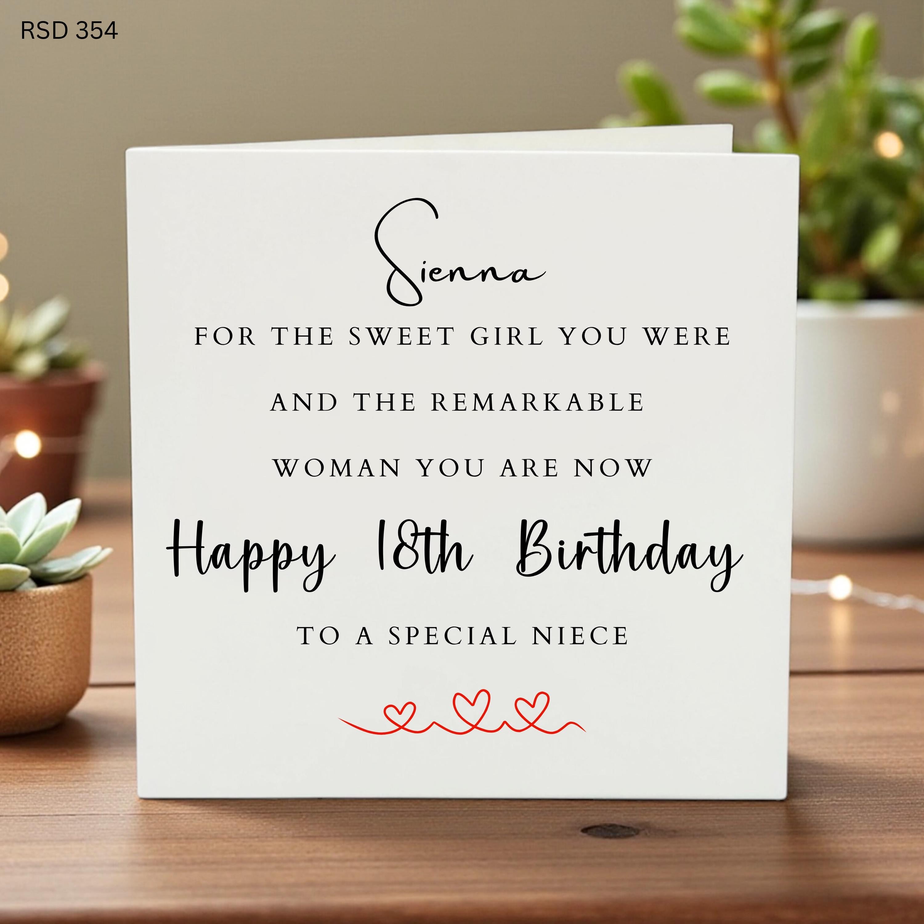 Personalized 18th Birthday Card for Niece, Custom Name Birthday Card, 18th Birthday Gift for Her,Special Niece Birthday, Sweet 18th Birthday