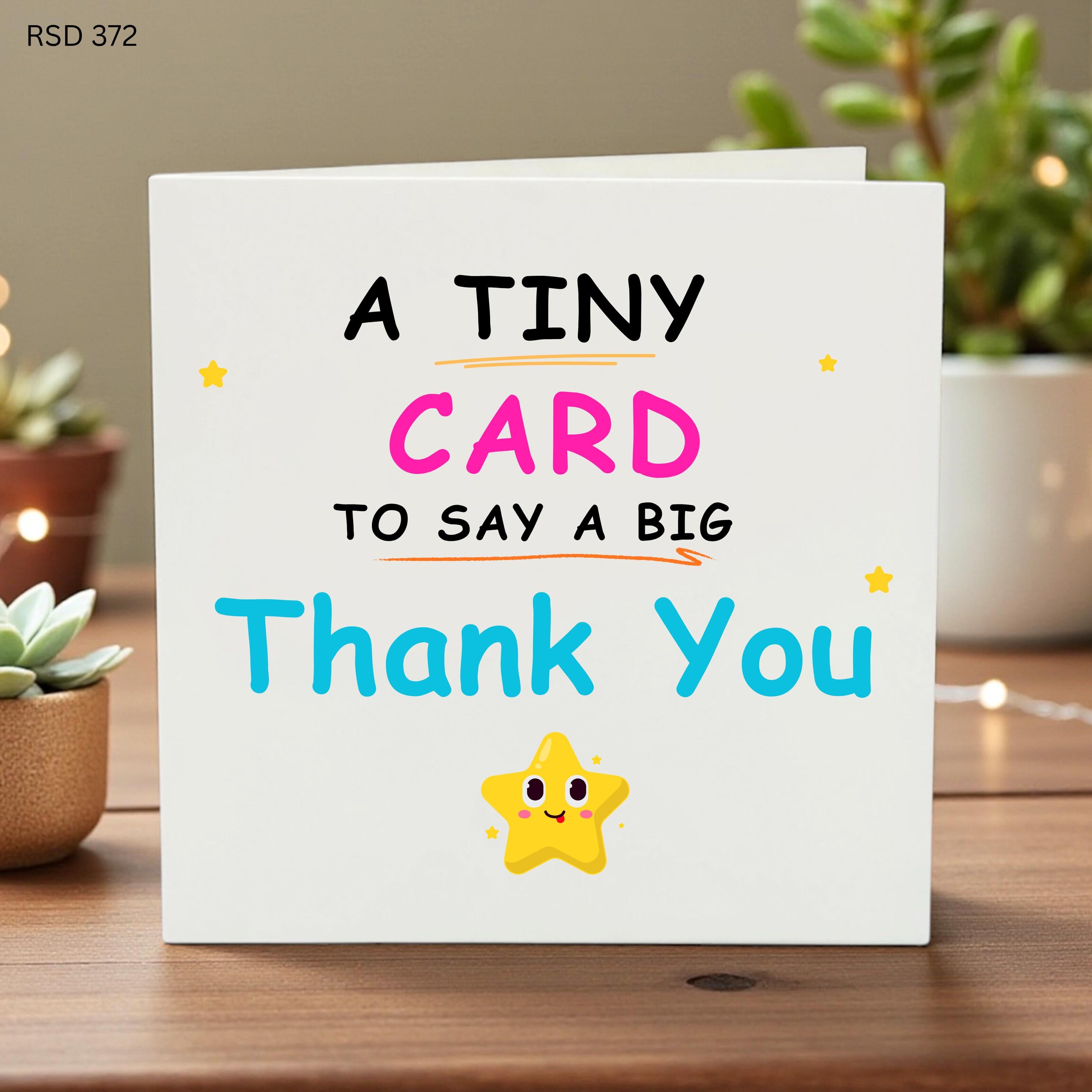 Thank You Card - Little Card To Say A Huge Thank You - Personalised Card 6x6