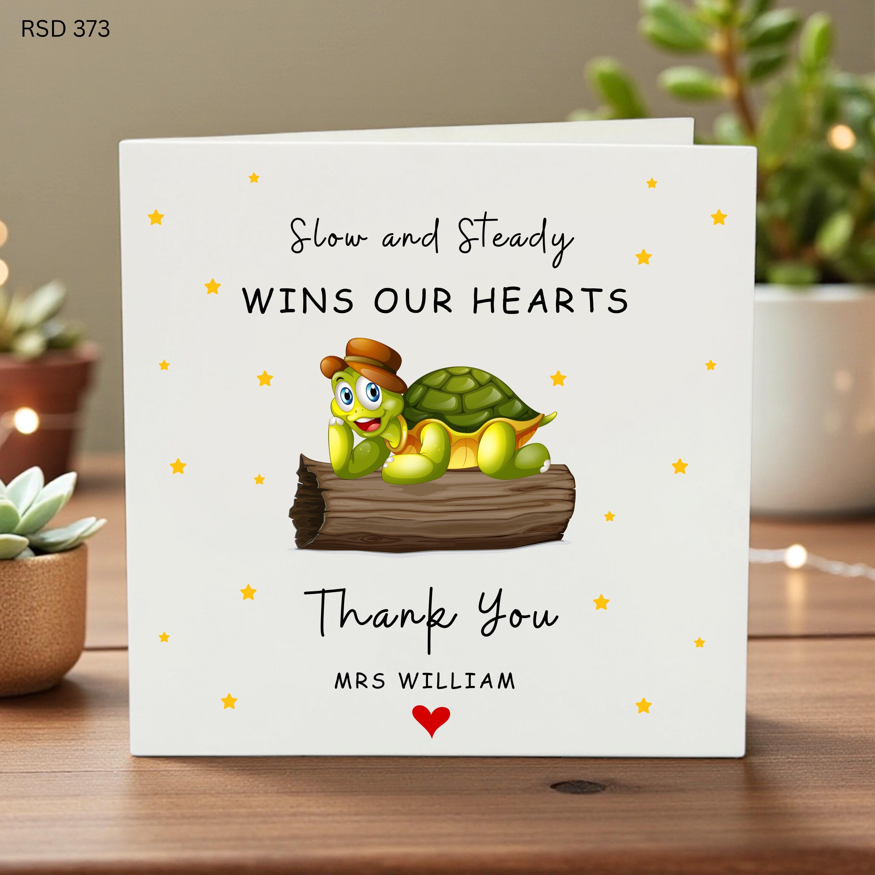 Funny Teacher Thank You Card-You Tortoise Well-Personalized Turtle Pun Card-End of The Term or Year Gift Card For Teacher. 6x6