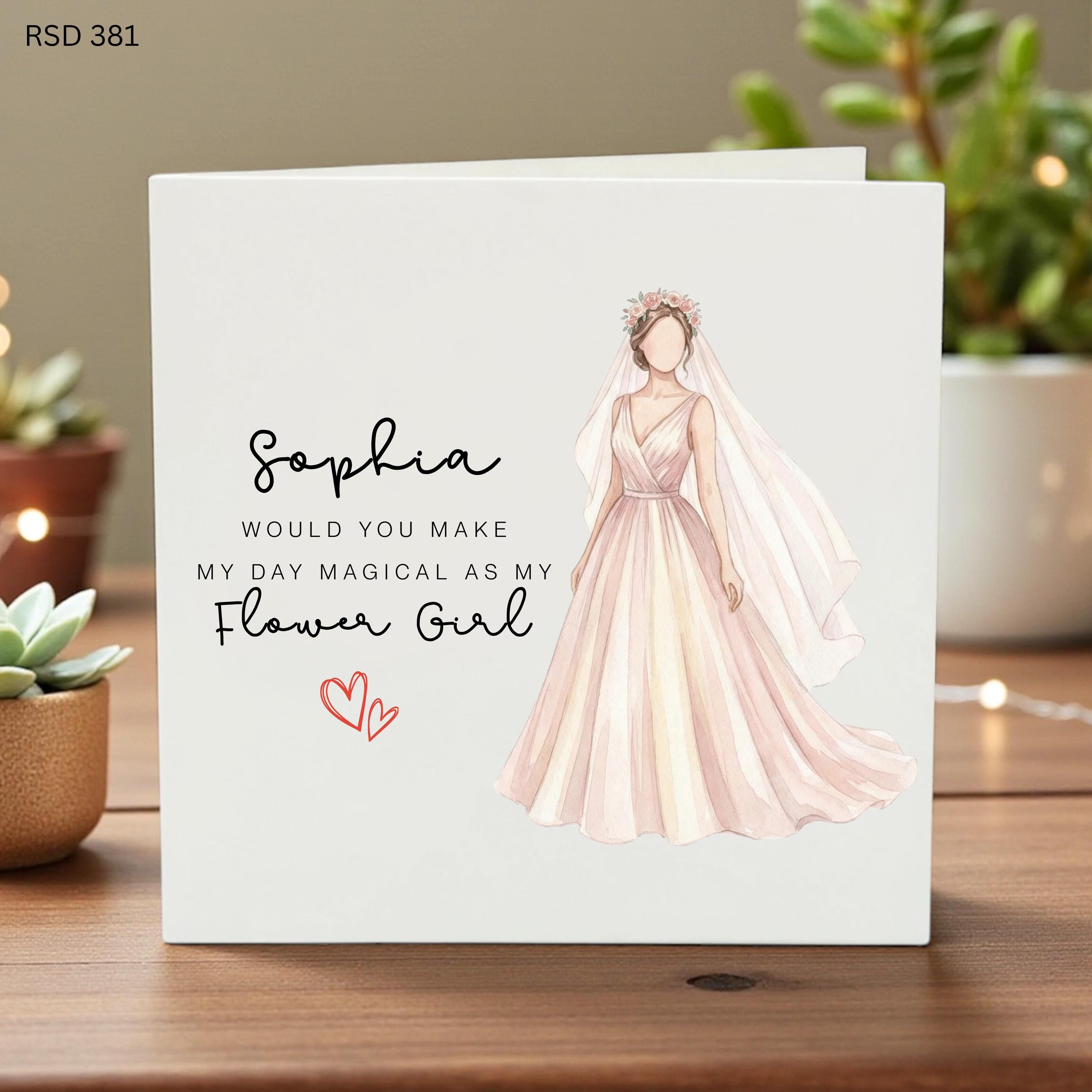 Personalised Flower Girl Card, Thank You For Being My Junior Bridesmaid, Young Bridesmaid Card, Will you Be My Flower Girl Cards 6x6
