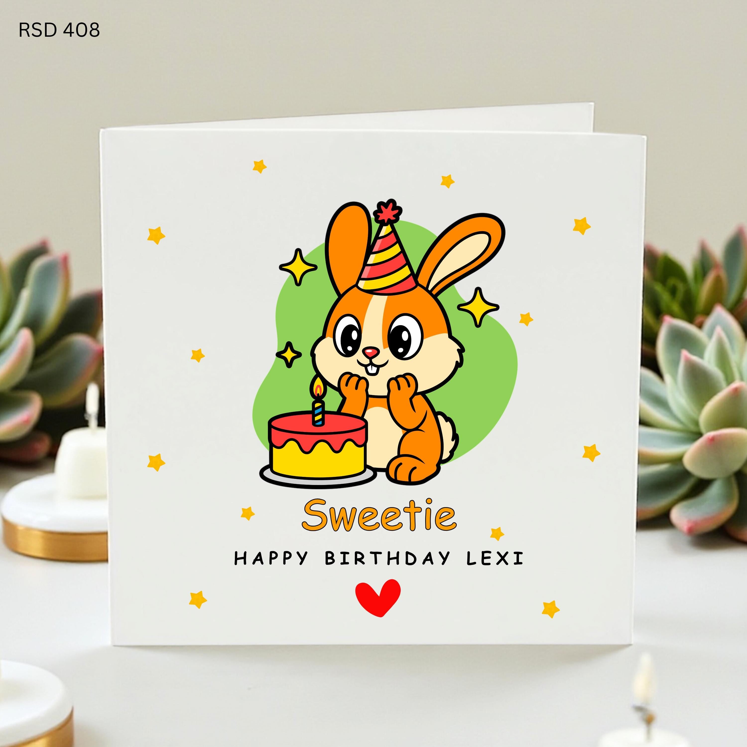 Personalized Twin Birthday Card for Kids, Custom Name Birthday Greeting Card for Little Girl or Boy, Cute Rabbit Design Card,Custom Birthday