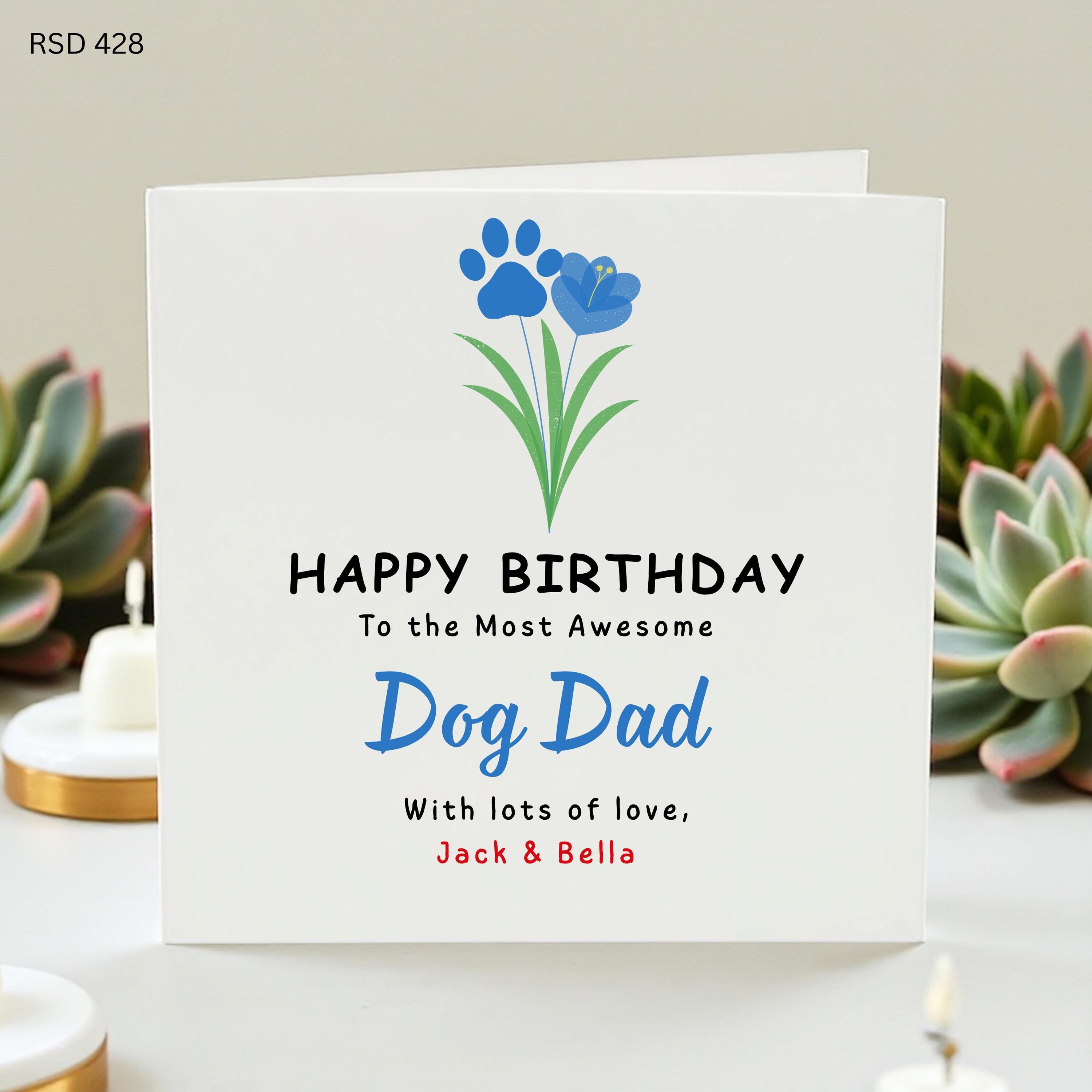 Dog Dad Birthday Card, Personalized Birthday Card for Dog Lover, Custom Dog Dad Gift, Paw Print Card, Gift from Dog, Funny Dog Birthday