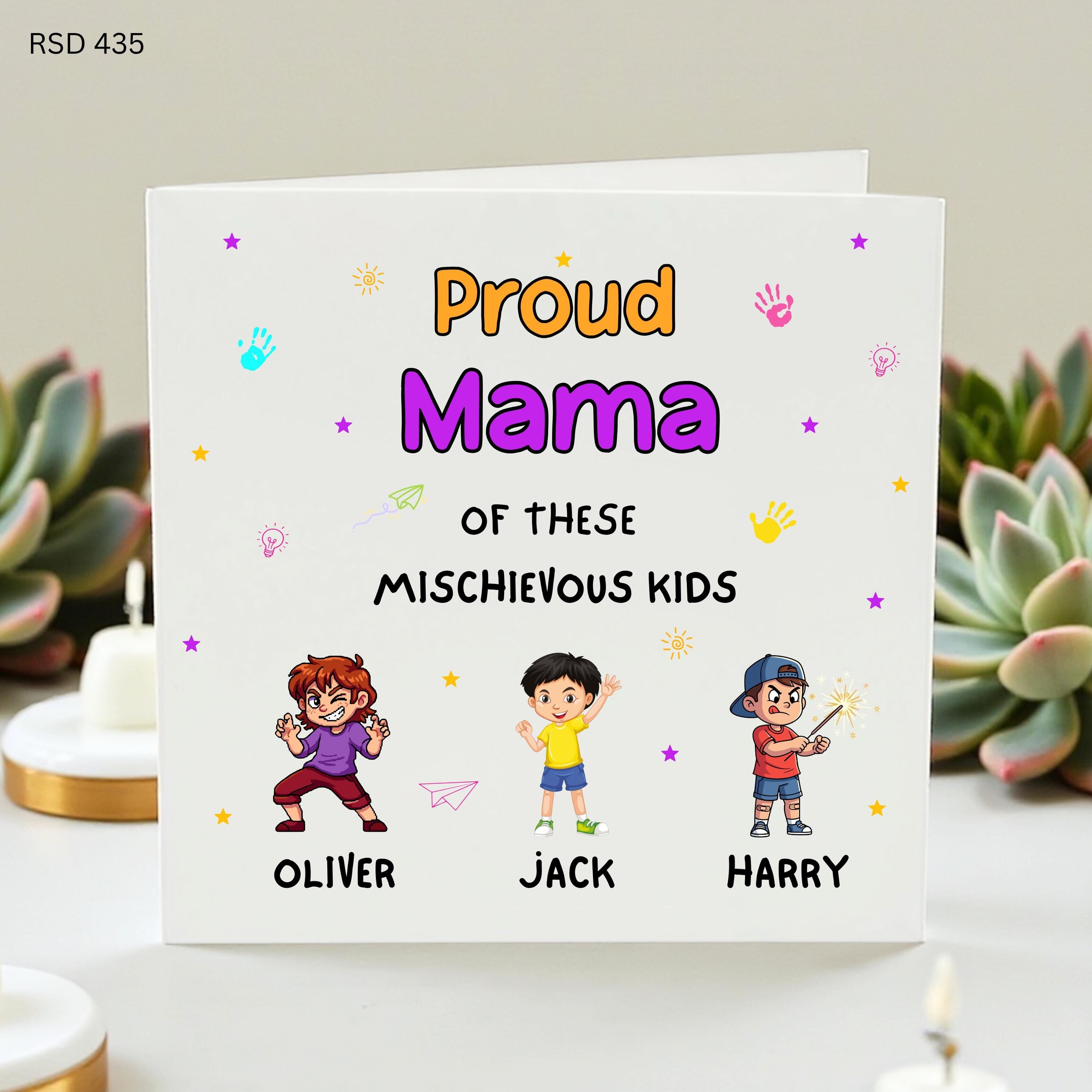 Personalized Mum Birthday Card, Proud Mama Card for Mom, Custom Kids Card for Mother, Gift for Mom from Kids, Funny Mom Birthday