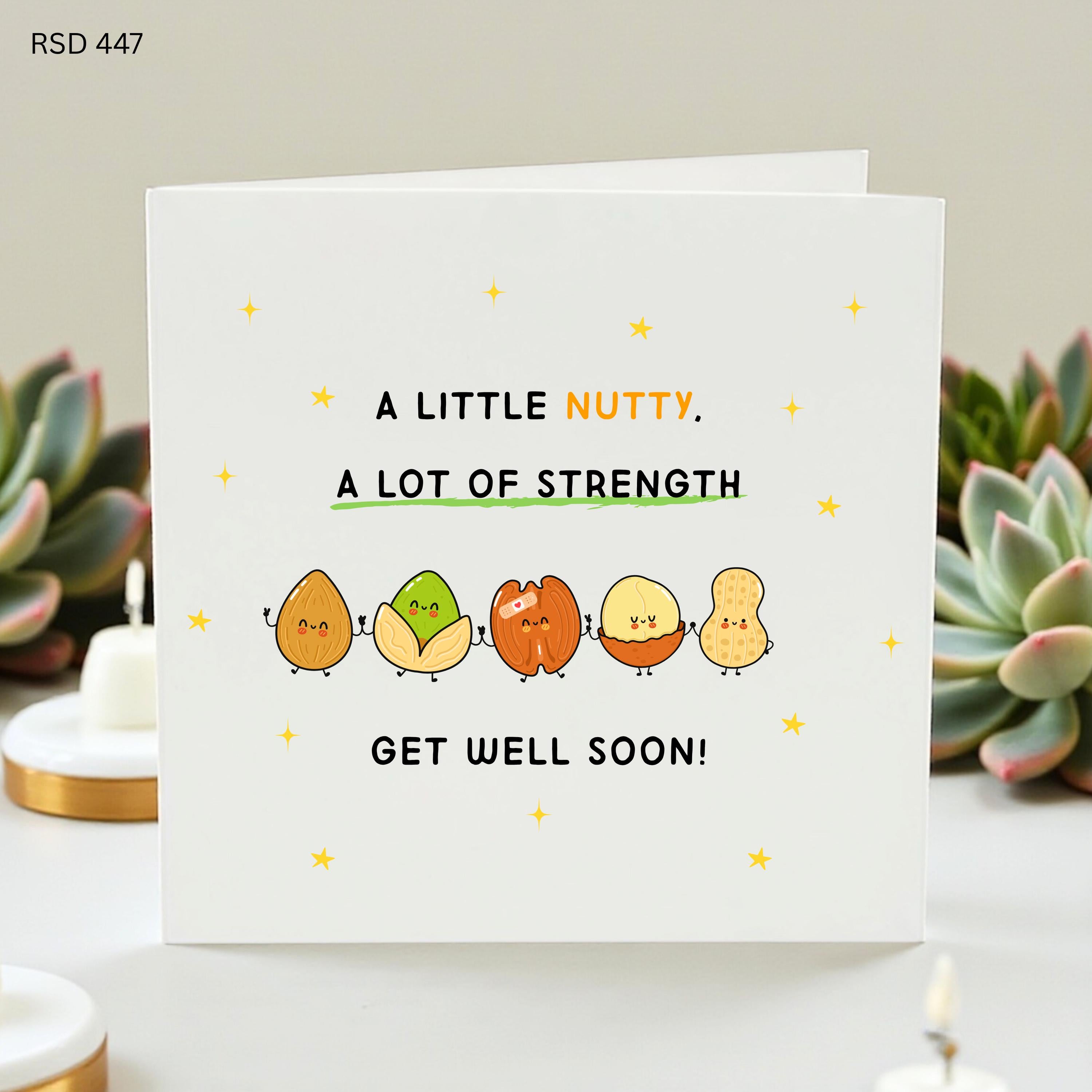 Get Well Soon Card, A Little Nutty A Lot of Strength, Funny Recovery Card, Cheering Up Gift, Encouragement Greeting Card, Surgery Recovery