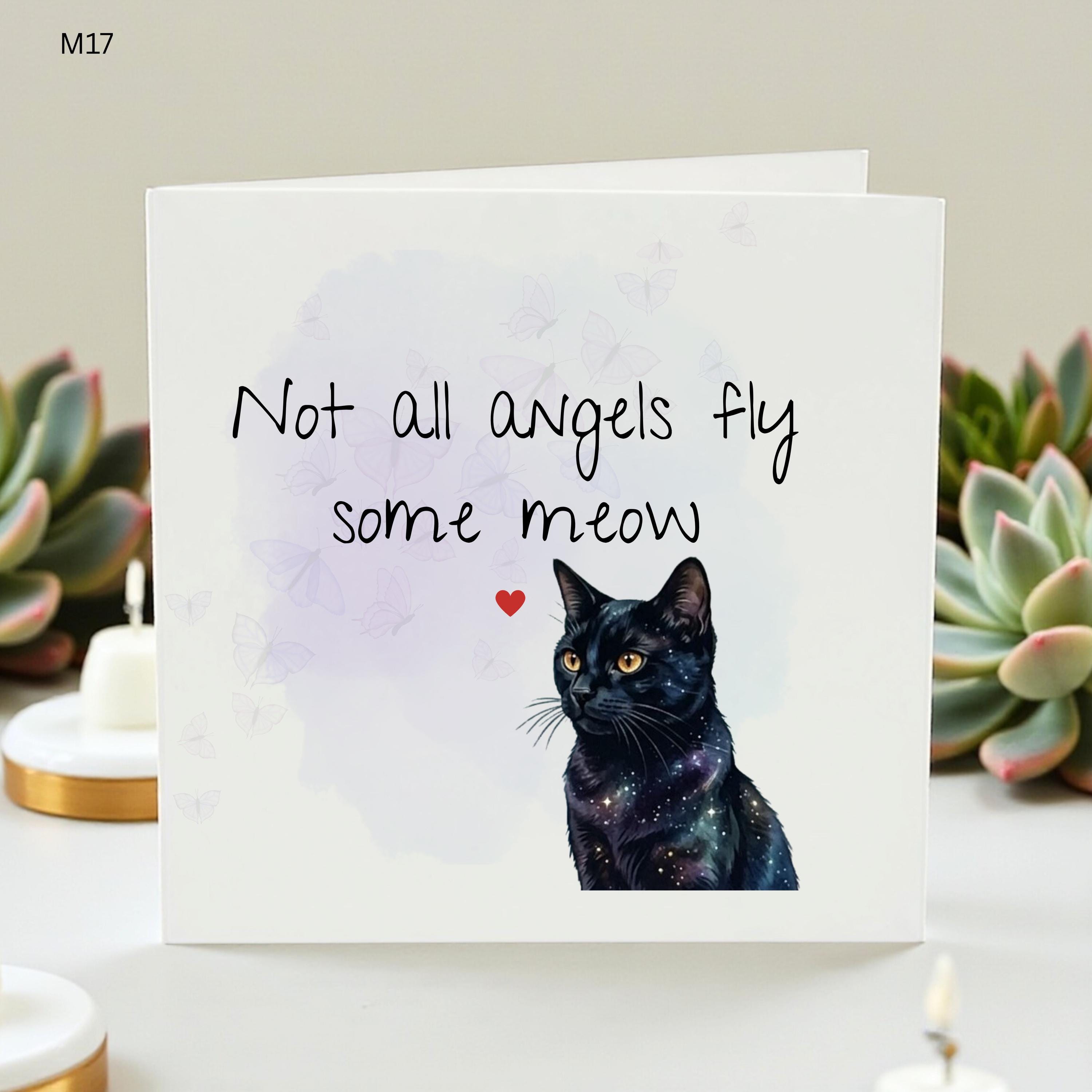 Cat Sympathy Card, Pet Loss Gift, Not All Angels Fly Some Meow, Rainbow Bridge Card, Loss of Cat, Pet Bereavement, Condolence Card for Pet