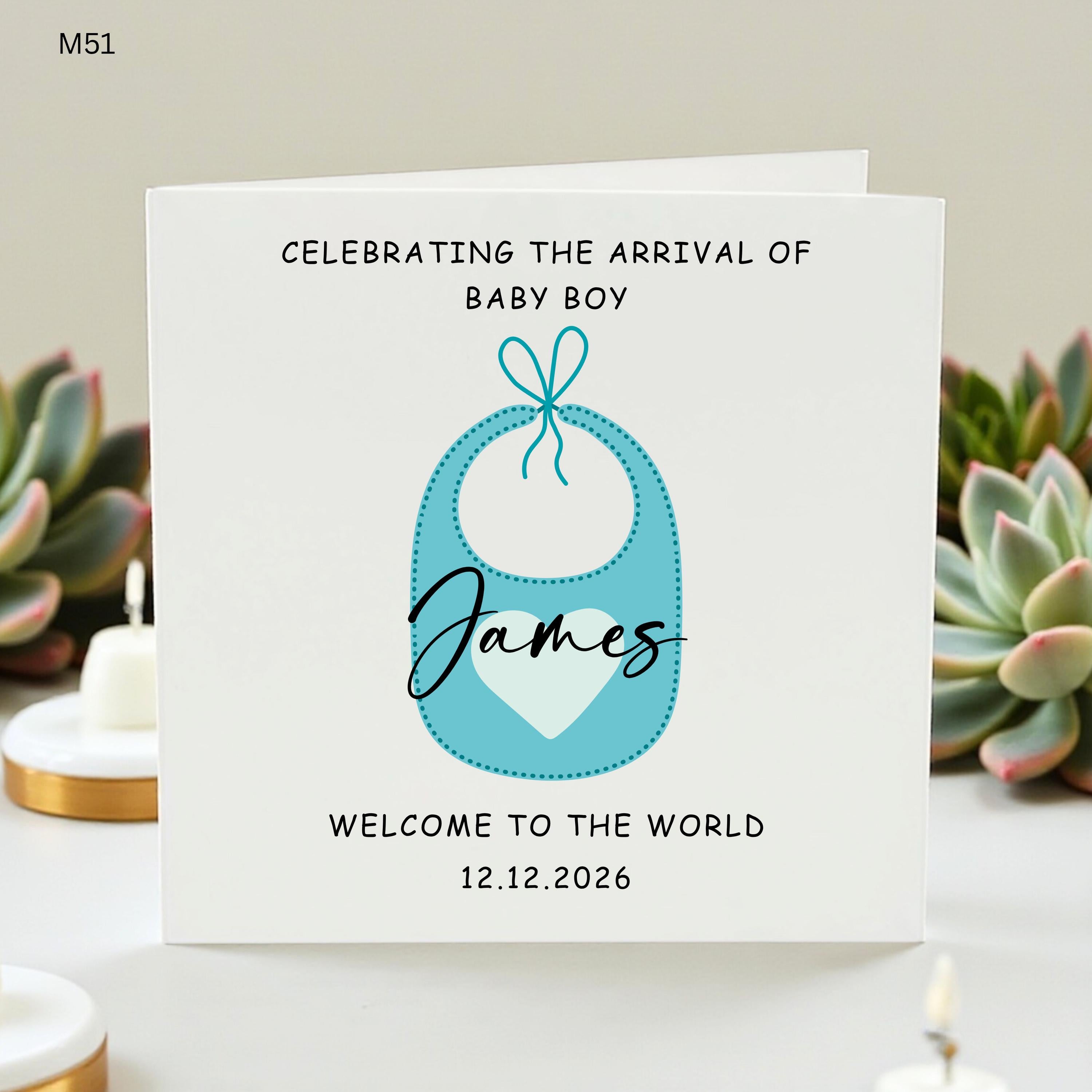 Beautiful Baby Boy Card-Welcome to the Word card-Greeting Card - Baby Shower Card-Personalized Baby Card β Custom Newborn Greeting Card