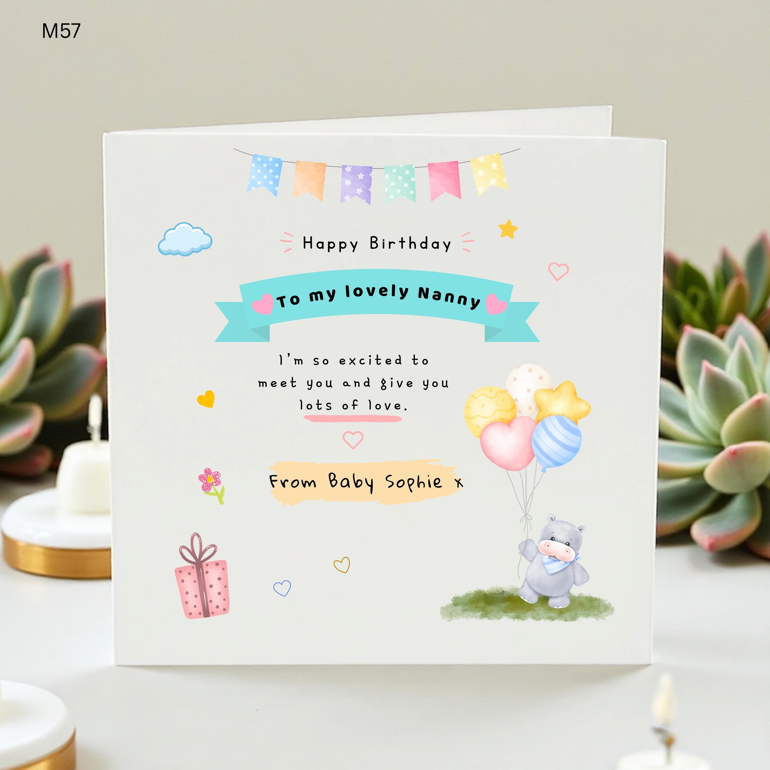 Happy Birthday Nanny Card, Cute Nanny Card, Birthday Card for Nanny, Personalized Nanny Gift, Love From Bump Card, Birthday Nanny Card"