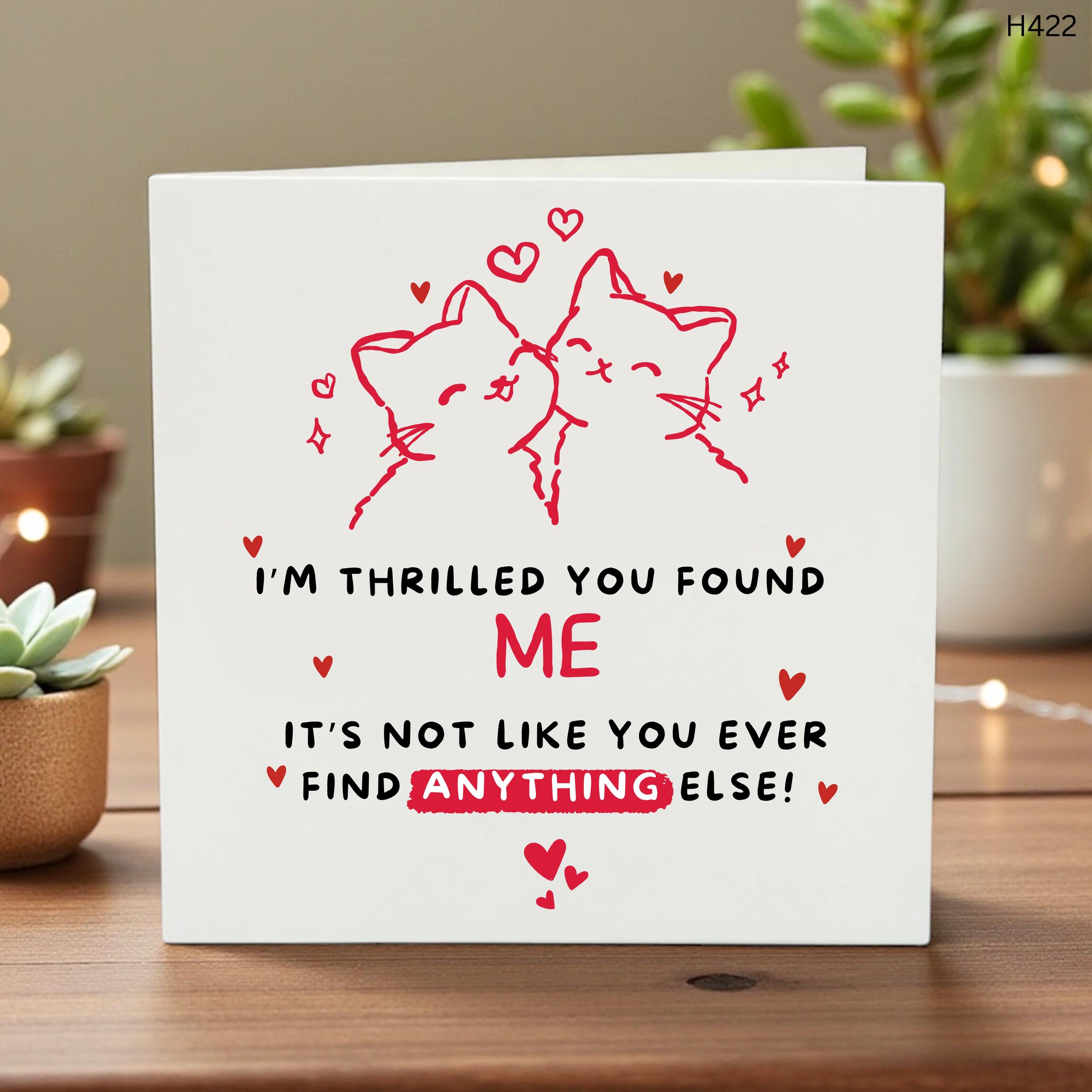 Personalized Funny Couple Card, Romantic Cat Love Card, Custom Name Card, Anniversary Gift, Cute Cat Kissing, Heartfelt Note 6x6