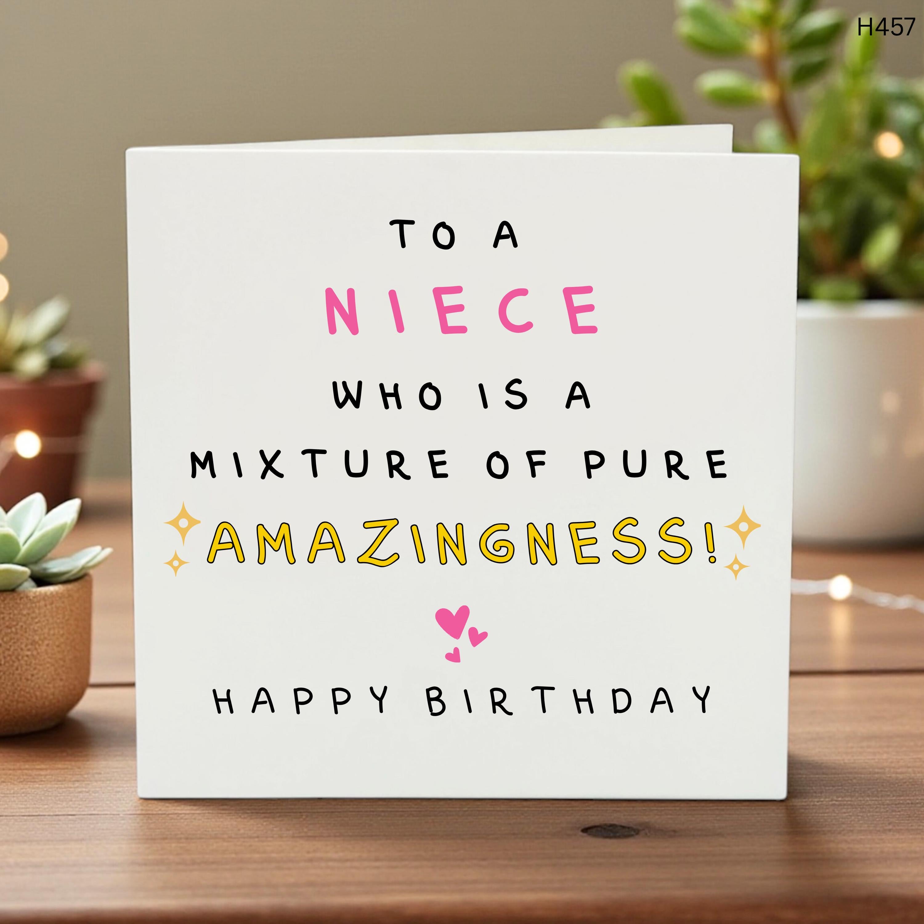 Birthday Card for Niece, Cute Fun Personalized Greeting, Unique Kids Birthday Card, Joyful Family Gift, Custom Birthday Card 6x6