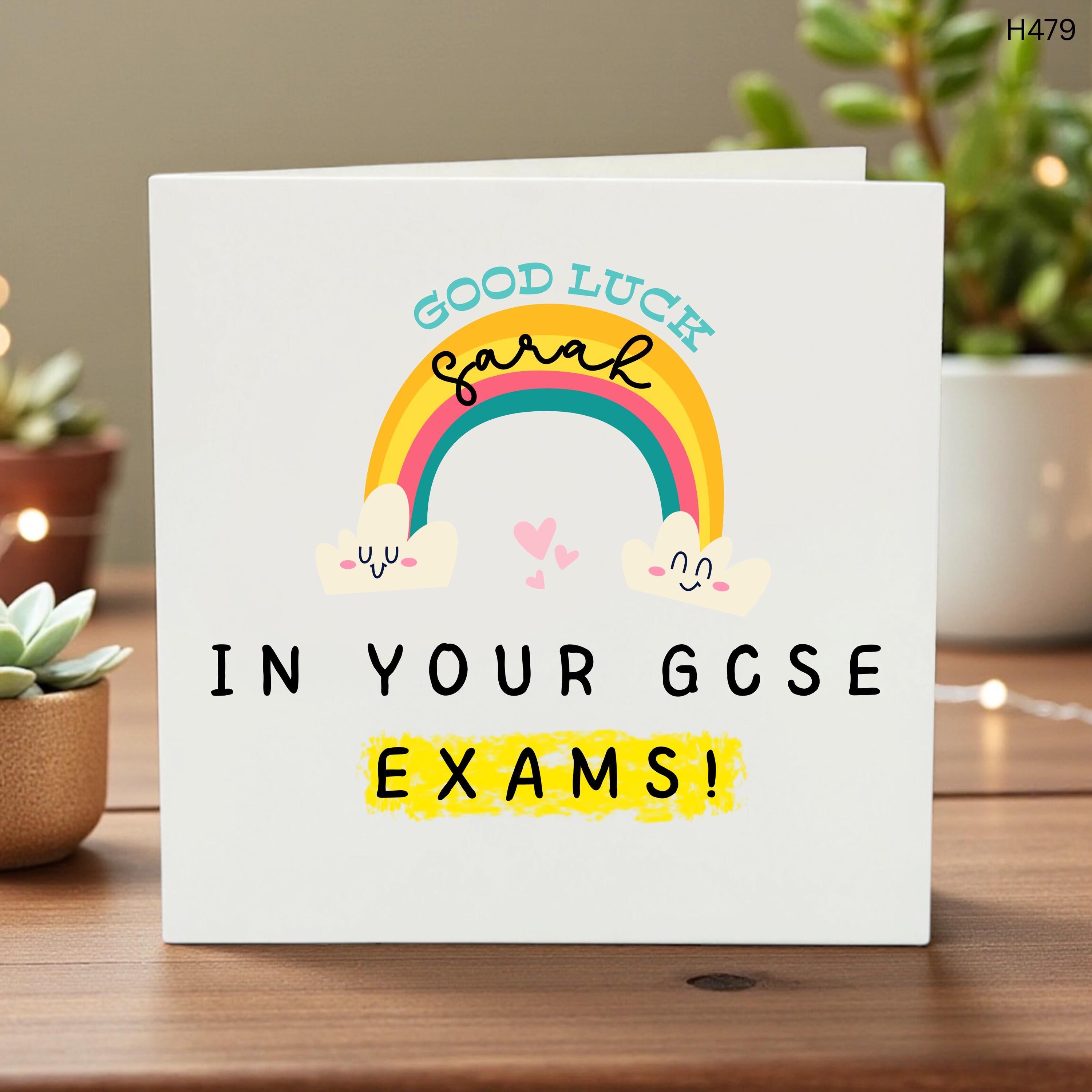 Personalized A Level Good Luck Card, Custom Name Exam Encouragement, Best of Luck With Your Exams Card, University Student Motivation