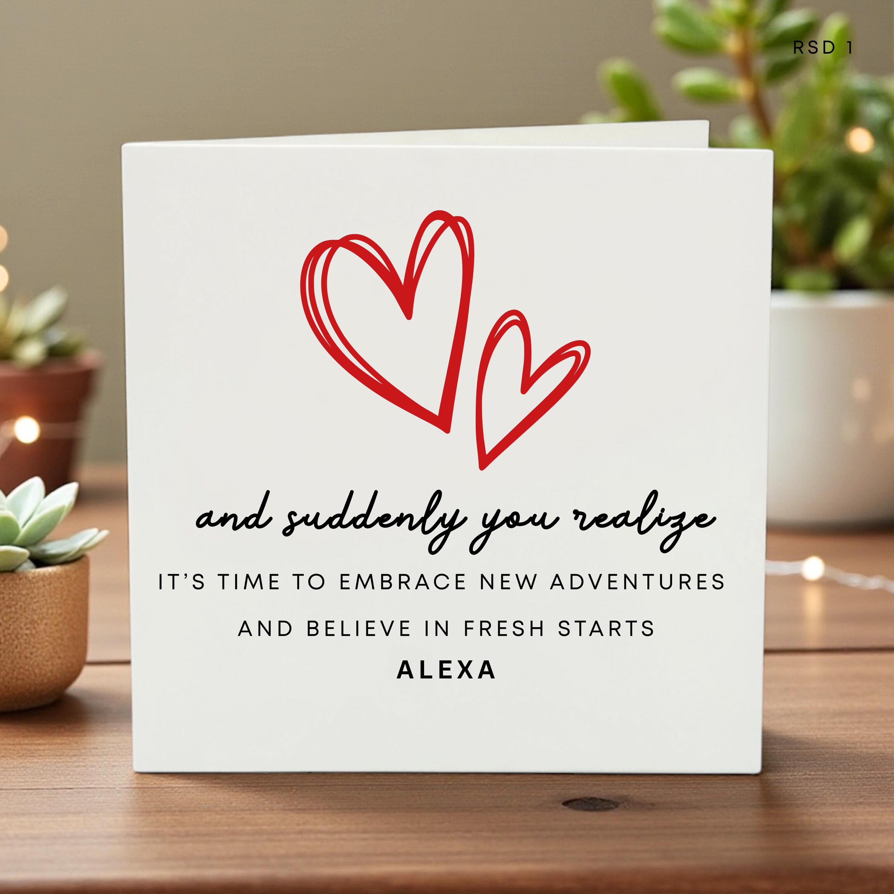 Personalized New Beginnings Card, Adventure Awaits Fresh Start Gift, Inspirational Retirement or Graduation Card, Moving Away Gift for Her