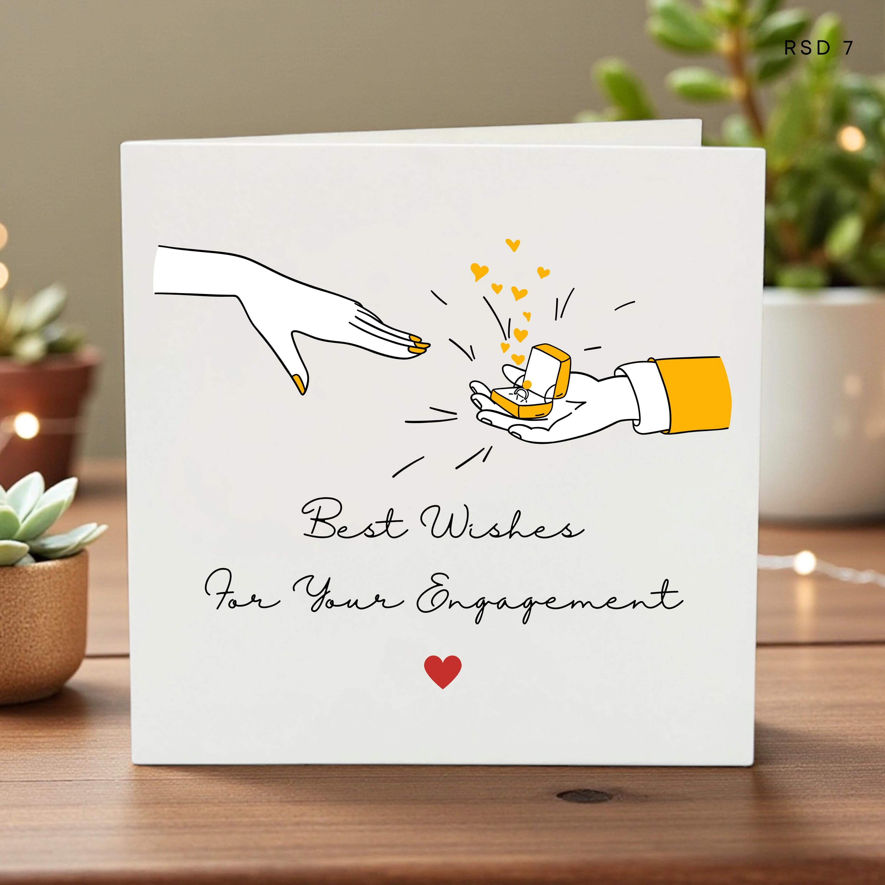 Best Wishes Engagement Card, Minimalist Proposal Congratulations Card, Getting Married Gift for Couple, Simple Heart Engagement Card