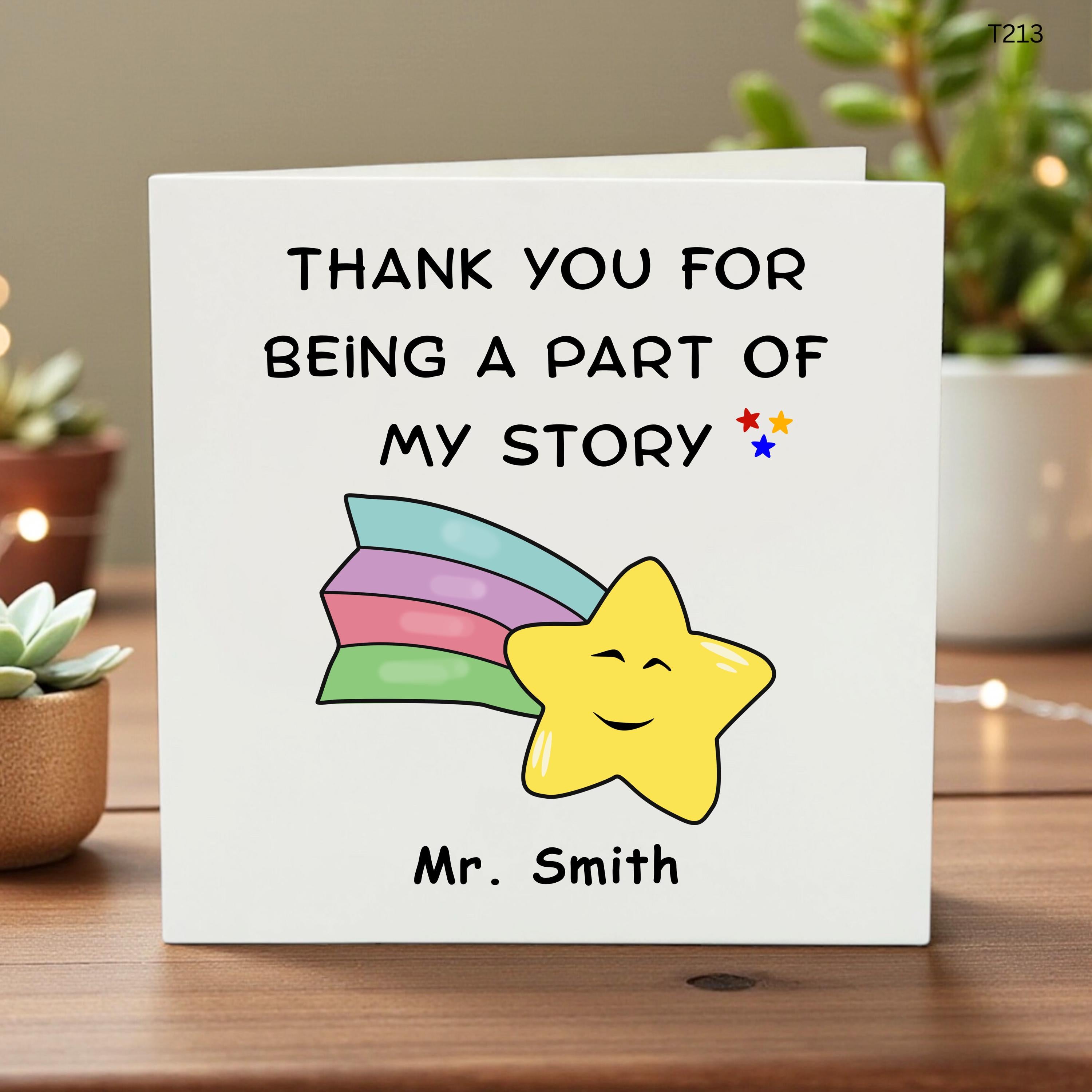 Thank You For Being Part Of My Story Card - Teacher Thank You Card, Best Friend, Mentor, Friend, End Of School, Appreciation, Personalised
