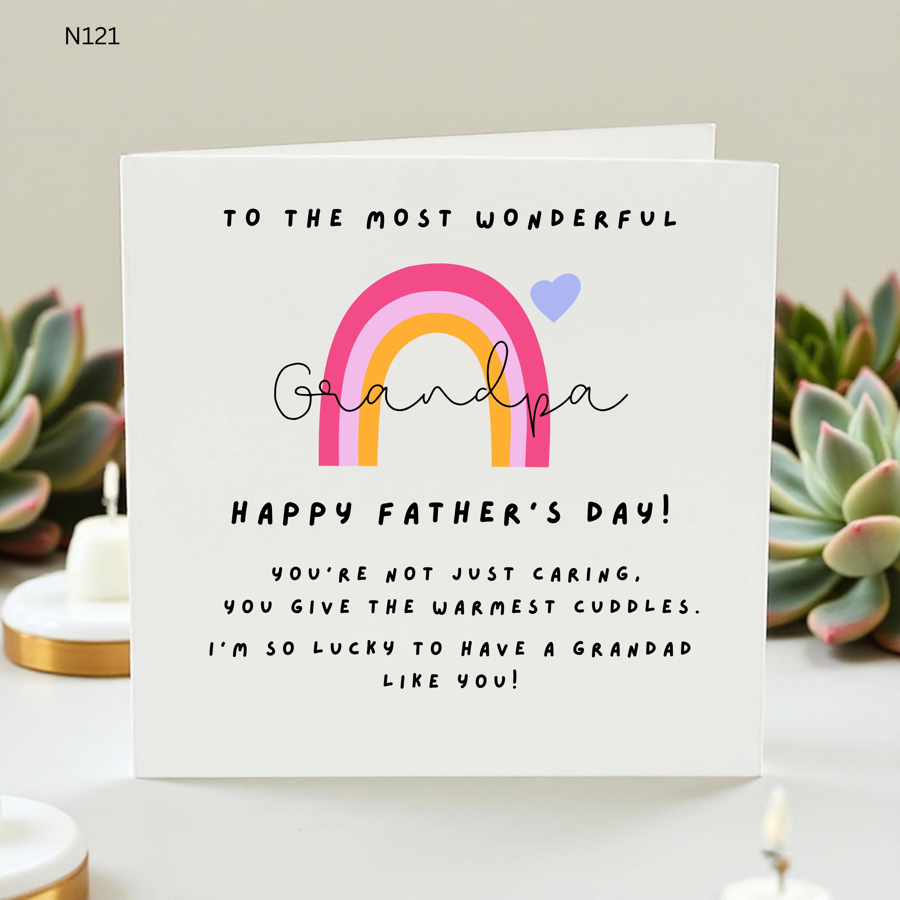 Father's Day Card for Grandad, Wonderful Grandpa Gift, Cute Rainbow Greeting Card, Personalized Grandad Card from Grandchild, Best Grandpa