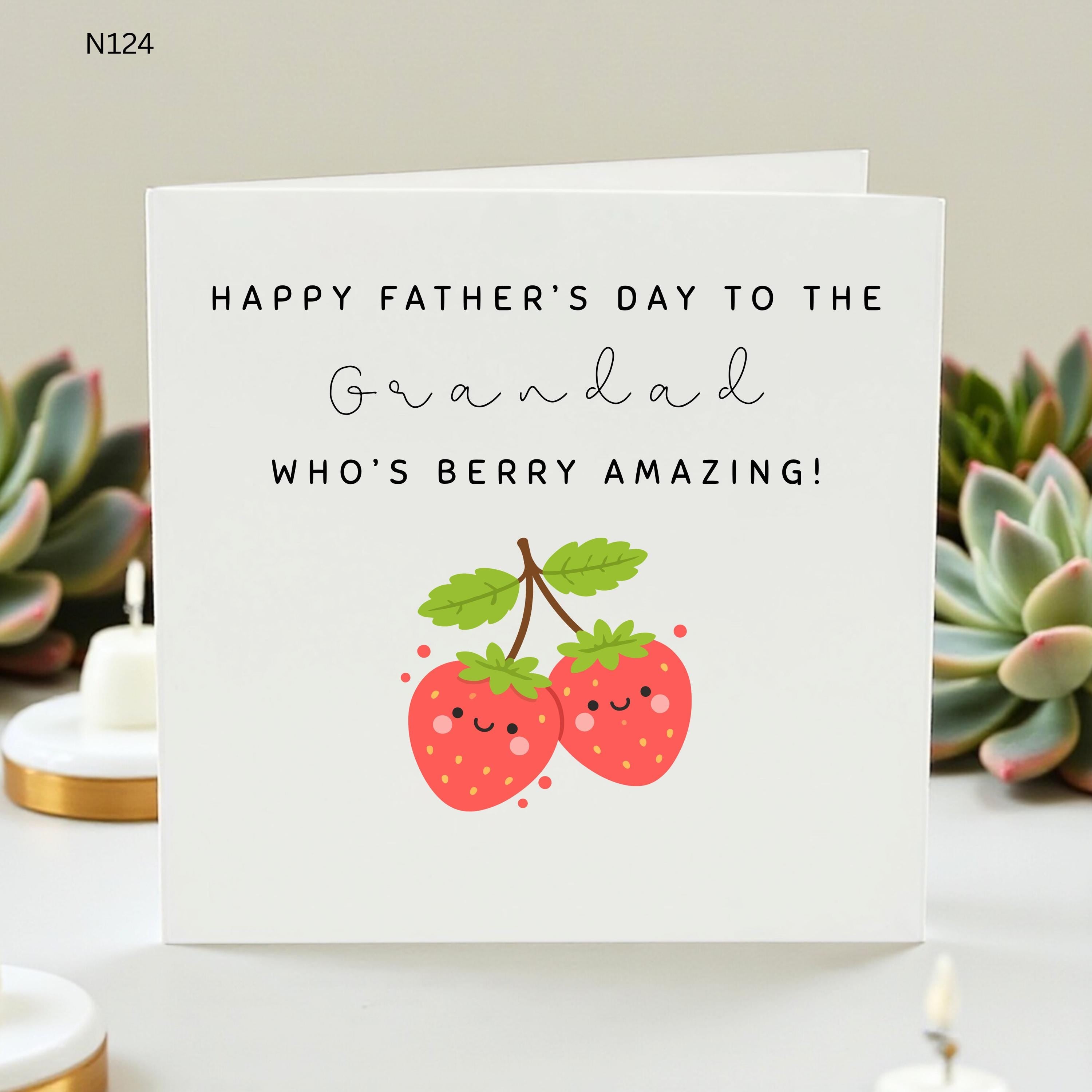 Father's Day Card for Grandad, Berry Amazing Grandad Card, Cute Strawberry Father's Day Card, Grandad Gift, Funny Grandad Card, Card for Him