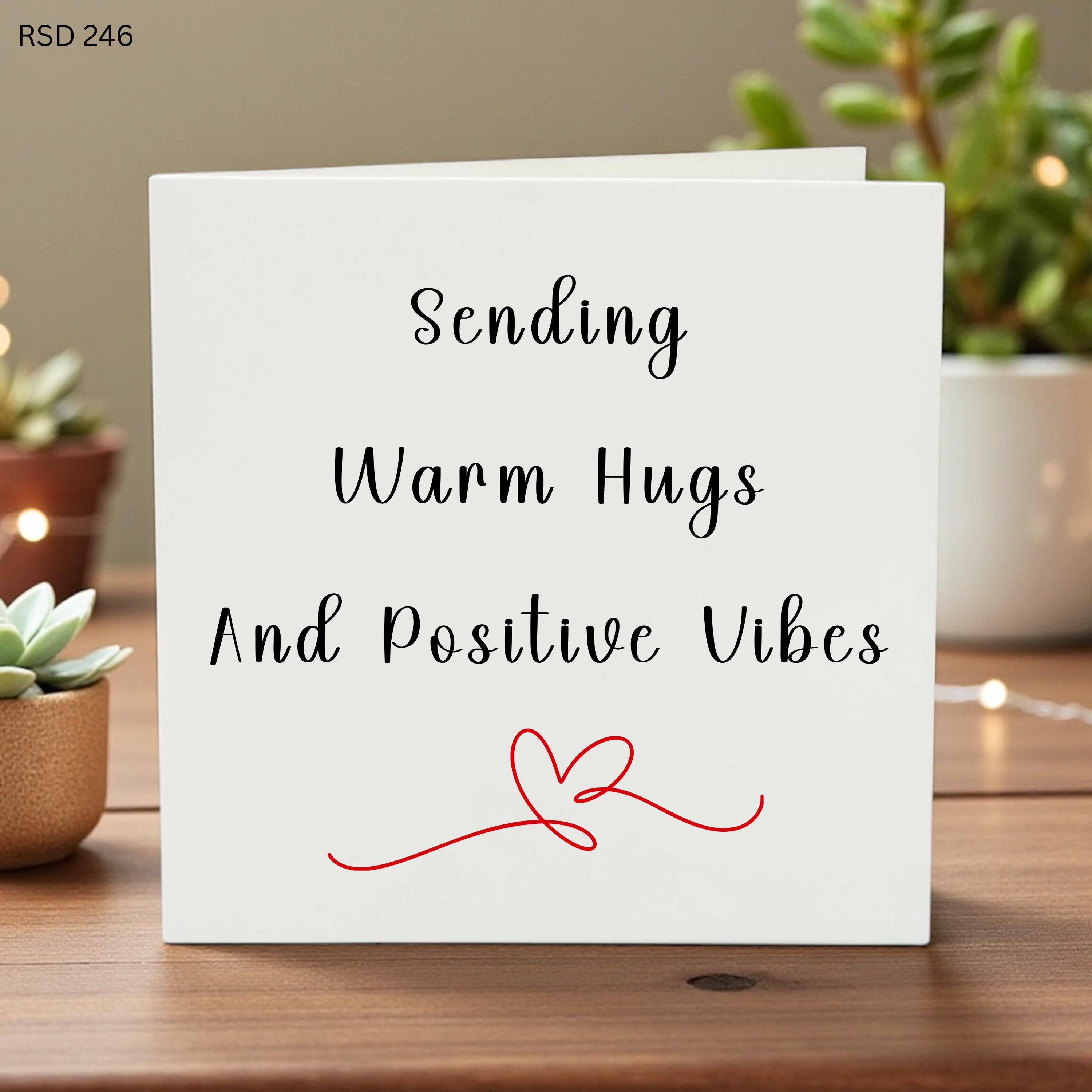 Sending Warm Hugs and Positive Vibes Card, Thinking of You Gift, Sympathy Greeting Card, Get Well Soon Card for Friend, Encouragement