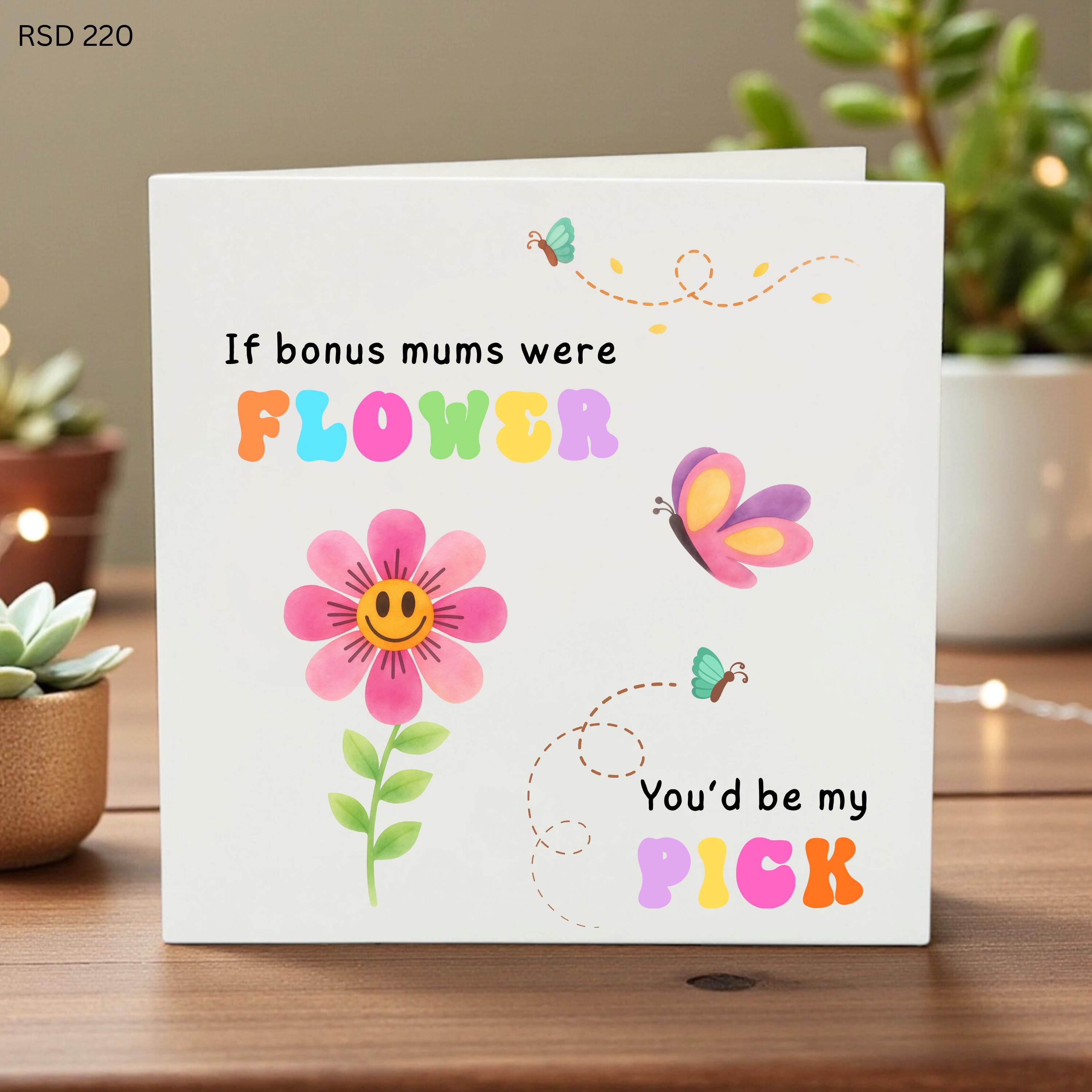 Bonus Mum Birthday Card, If Bonus Mums Were Flowers You'd Be My Pick, Cute Step Mum Mother's Day Card, Floral Stepmother Gift from Daughter
