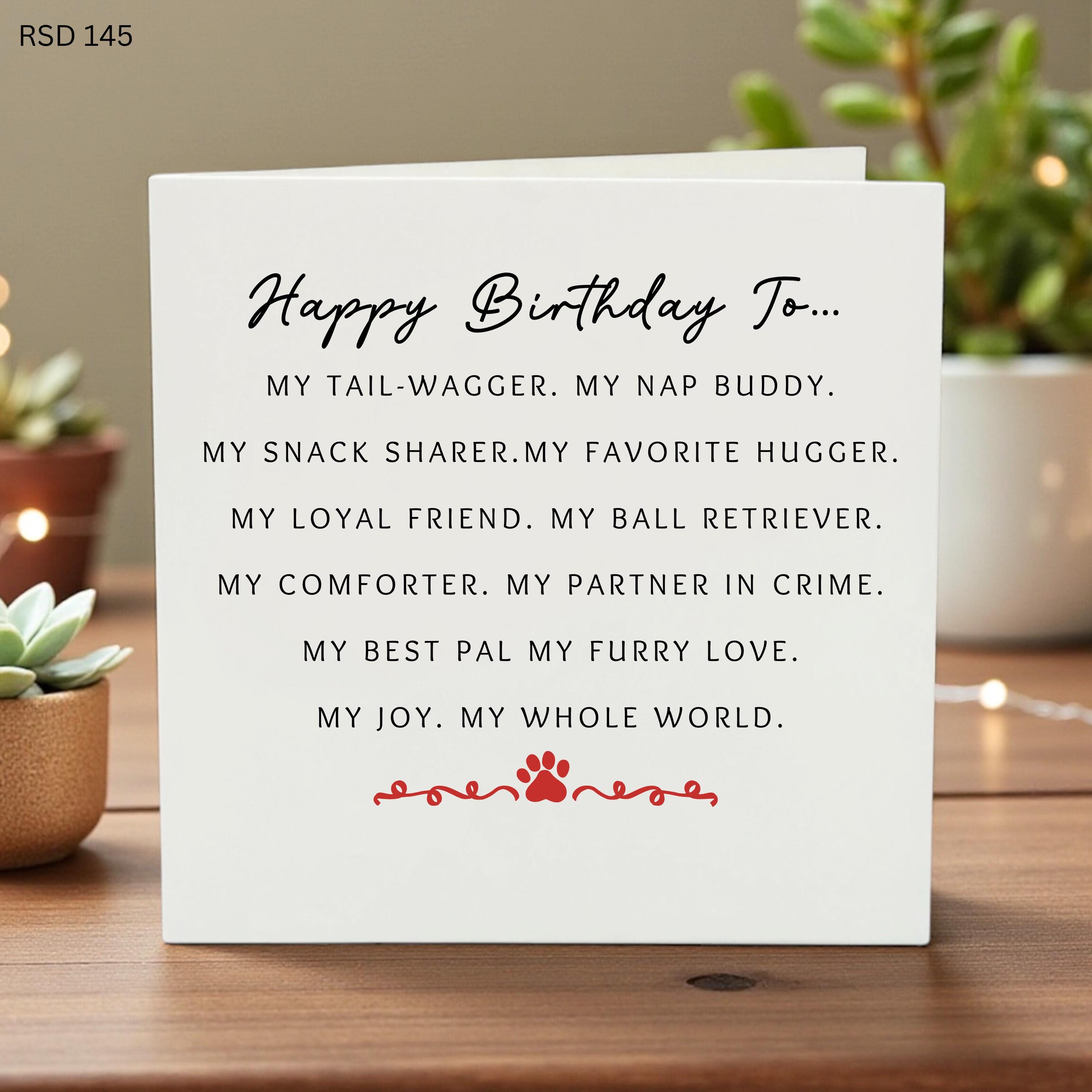 Happy Birthday From The Dog Card, My Tail-Wagger My Whole World Sentimental Dog Birthday Gift, Cute Paw Print Greeting Card for Dog Mom Dad