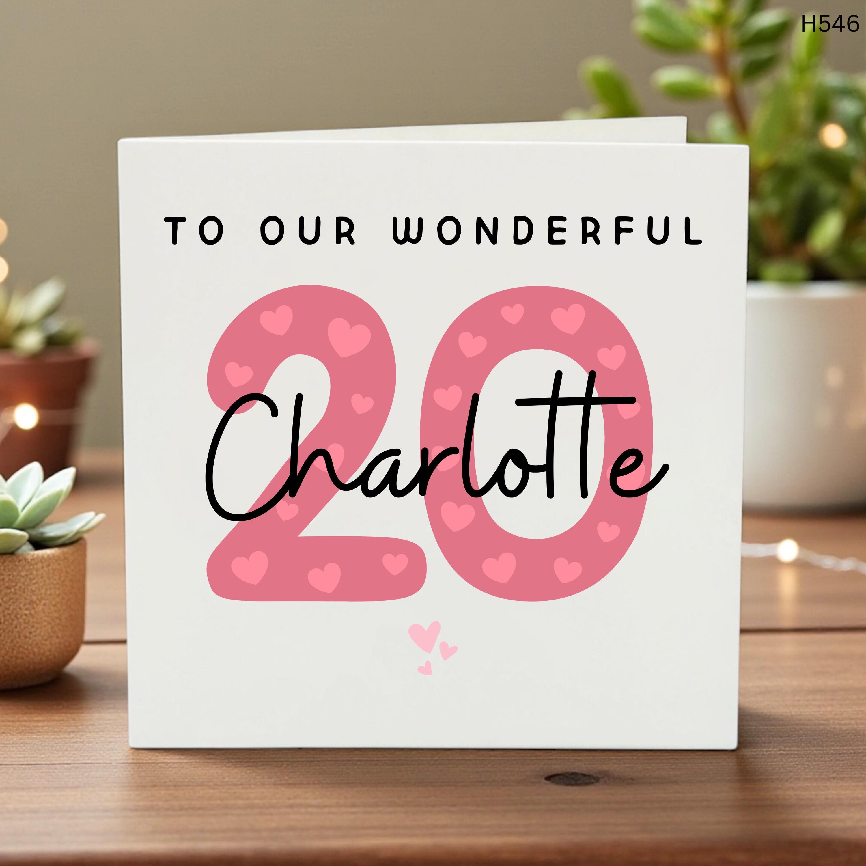 Personalized 20th Birthday Card for Daughter, Custom Name Age 20 Birthday Card for Her, To Our Wonderful Granddaughter 20th Birthday