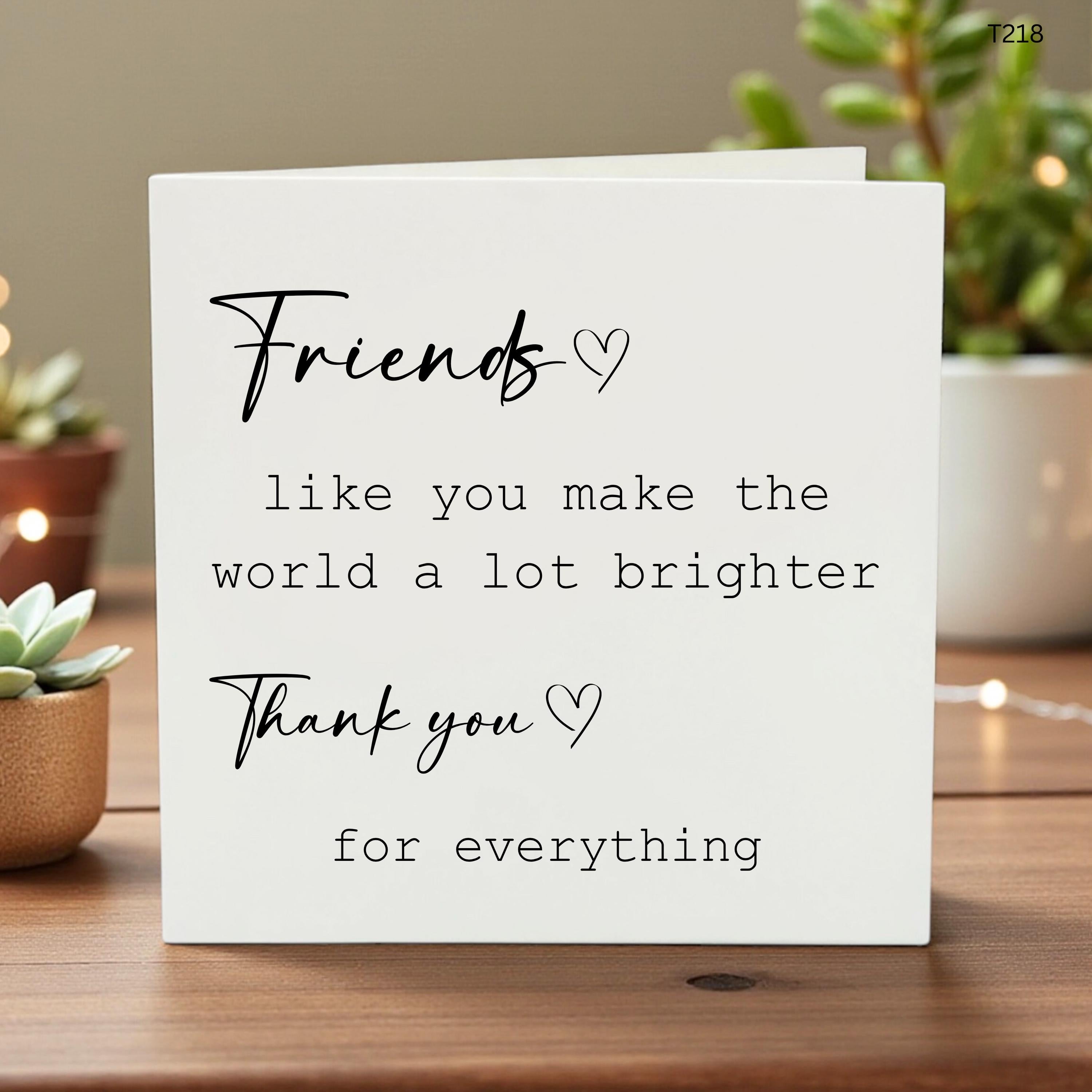 Thank You Friendship Card, Special Friend Gratitude Card, Heartfelt Thank You Greeting