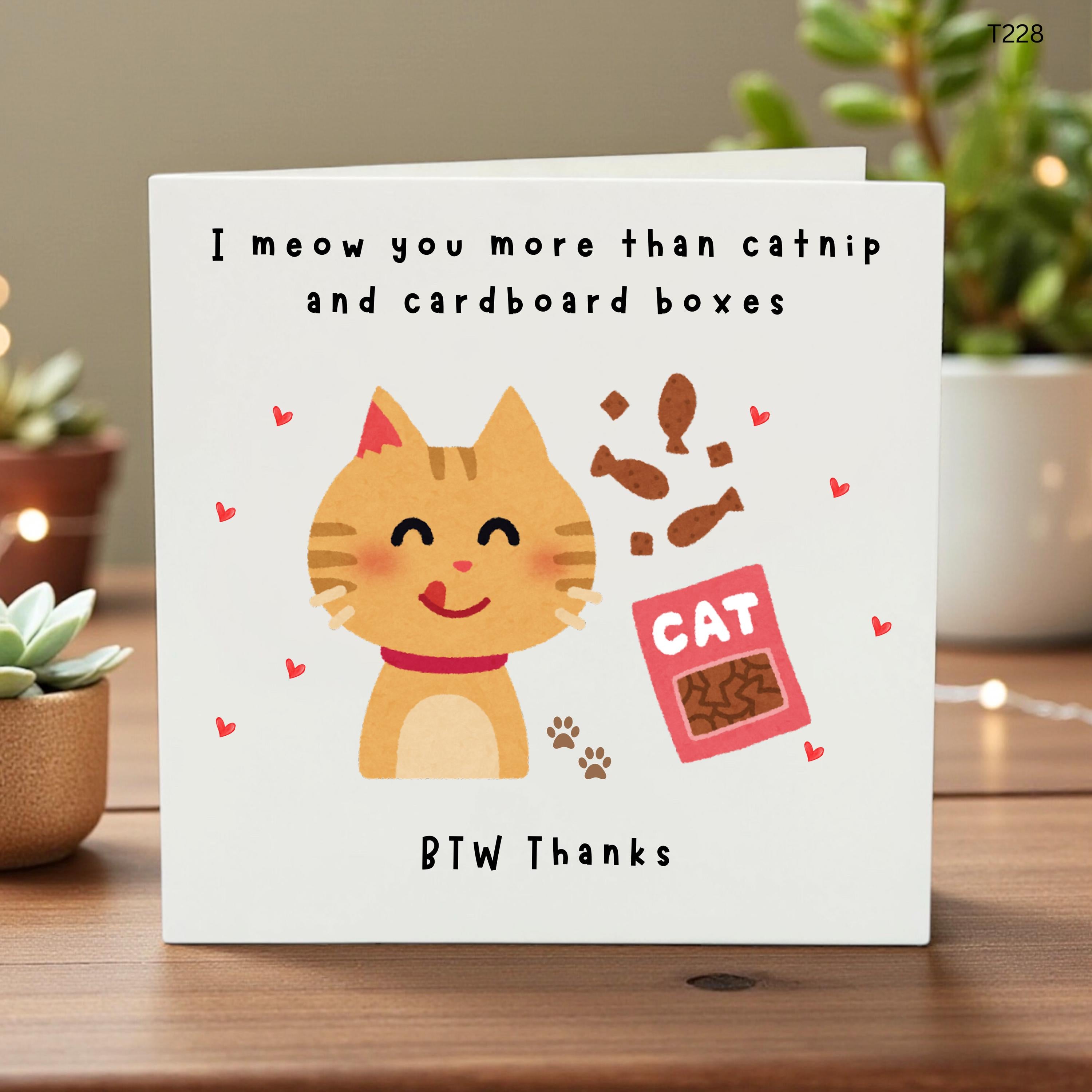 Funny Cat Friendship Card I Meow You Because You Feed Me Cute Cat Lover Card Gift for Him Her Boyfriend Girlfriend 6x6 UK