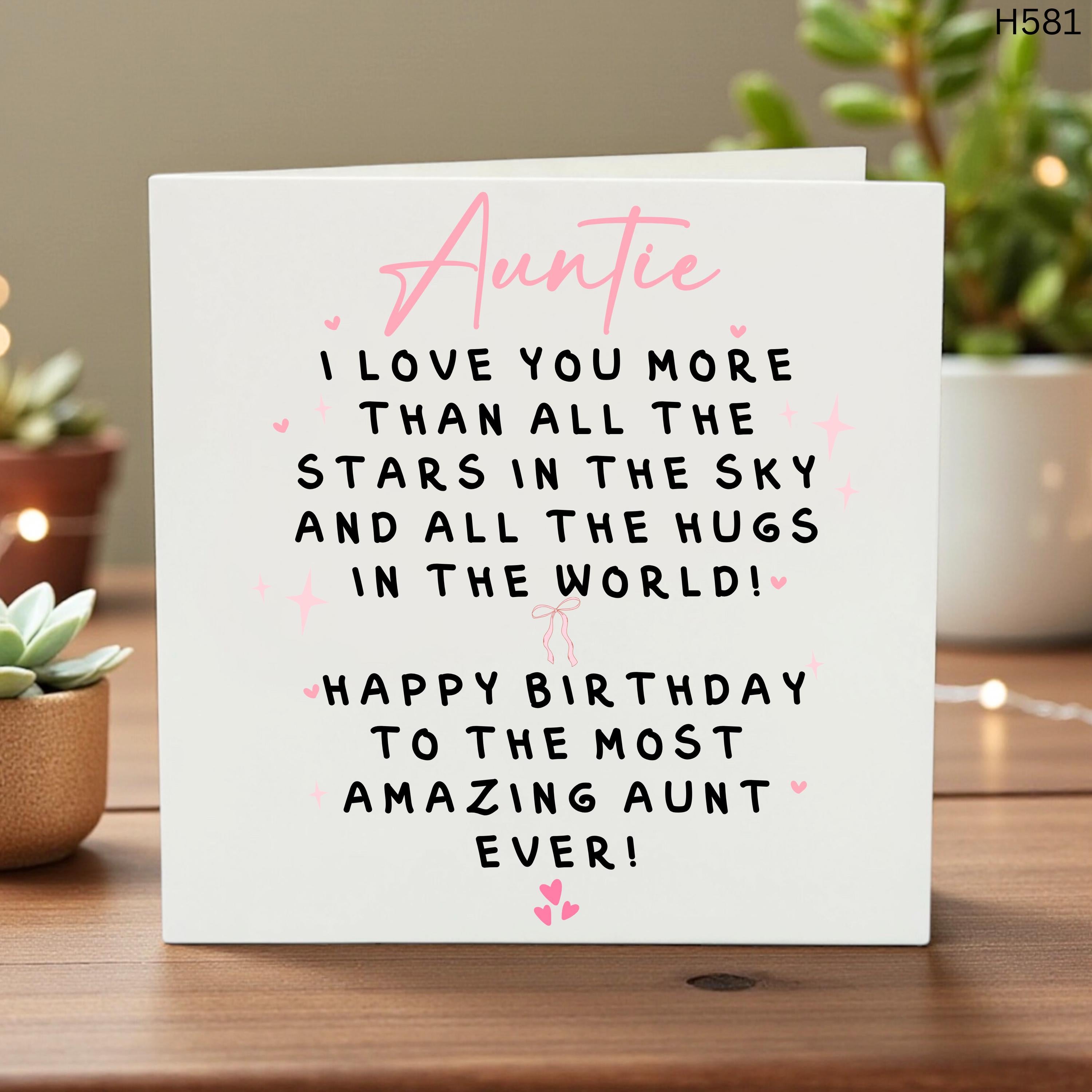 Auntie Birthday Card, Love You More Than All The Stars, Happy Birthday Amazing Aunt Ever, Special Aunt Greeting Card, Sentimental Aunt Gift