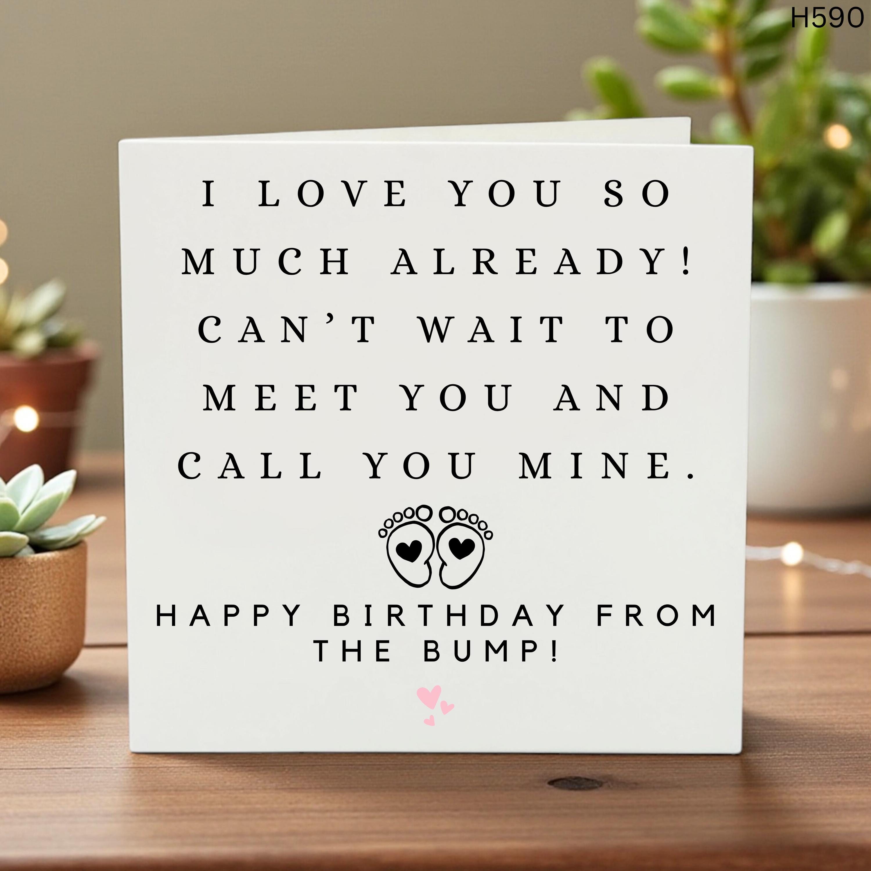 Happy Birthday From The Bump Card - Cute Birthday Greeting for Dad to Be or Mom to Be, Pregnancy Birthday Card, Expectant Parent Gift Idea