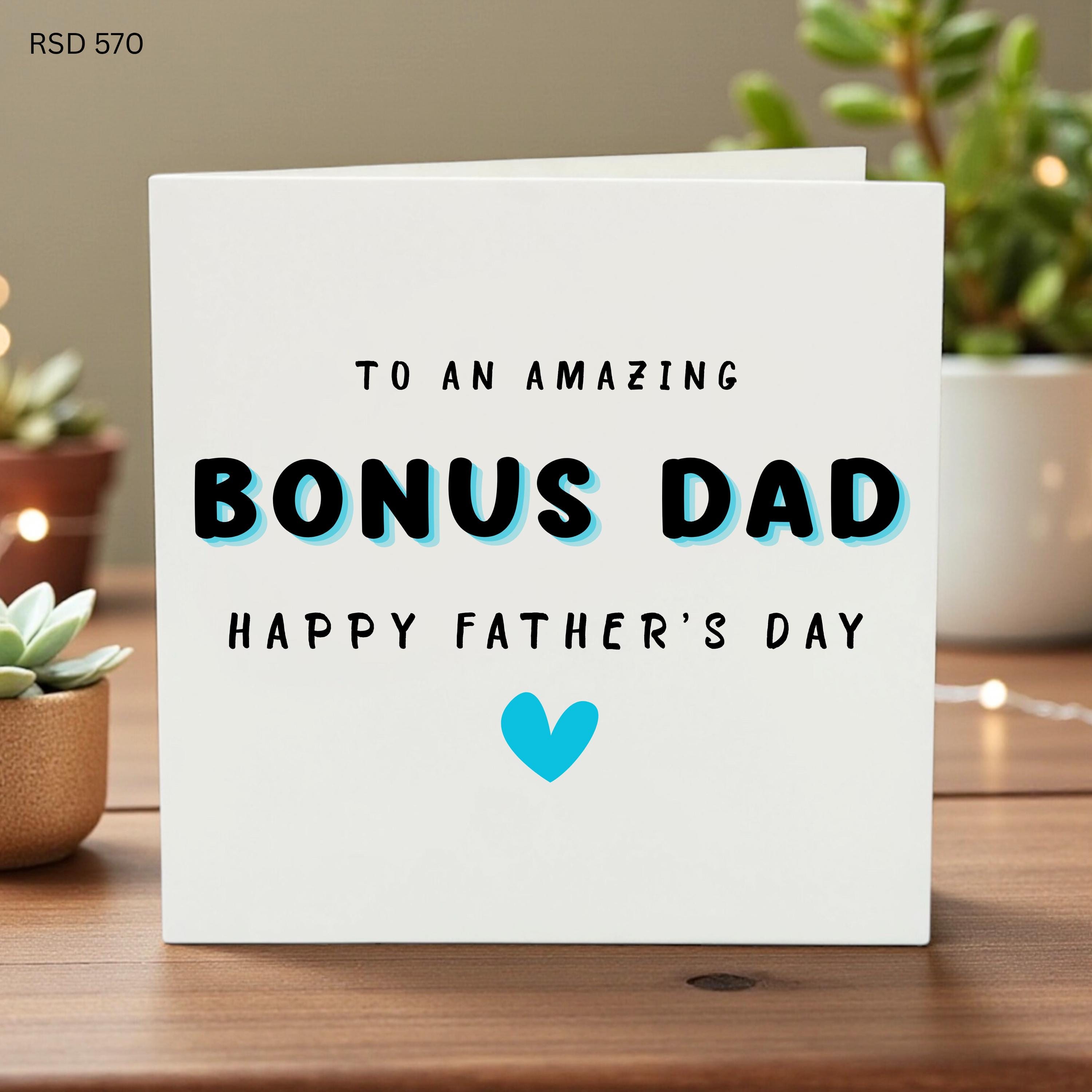 Personalized Father’s Day Card for Bonus Dad, To the Best Dad Ever, Custom Name Gift, Cute Heart Balloons, Kids’ Love Card