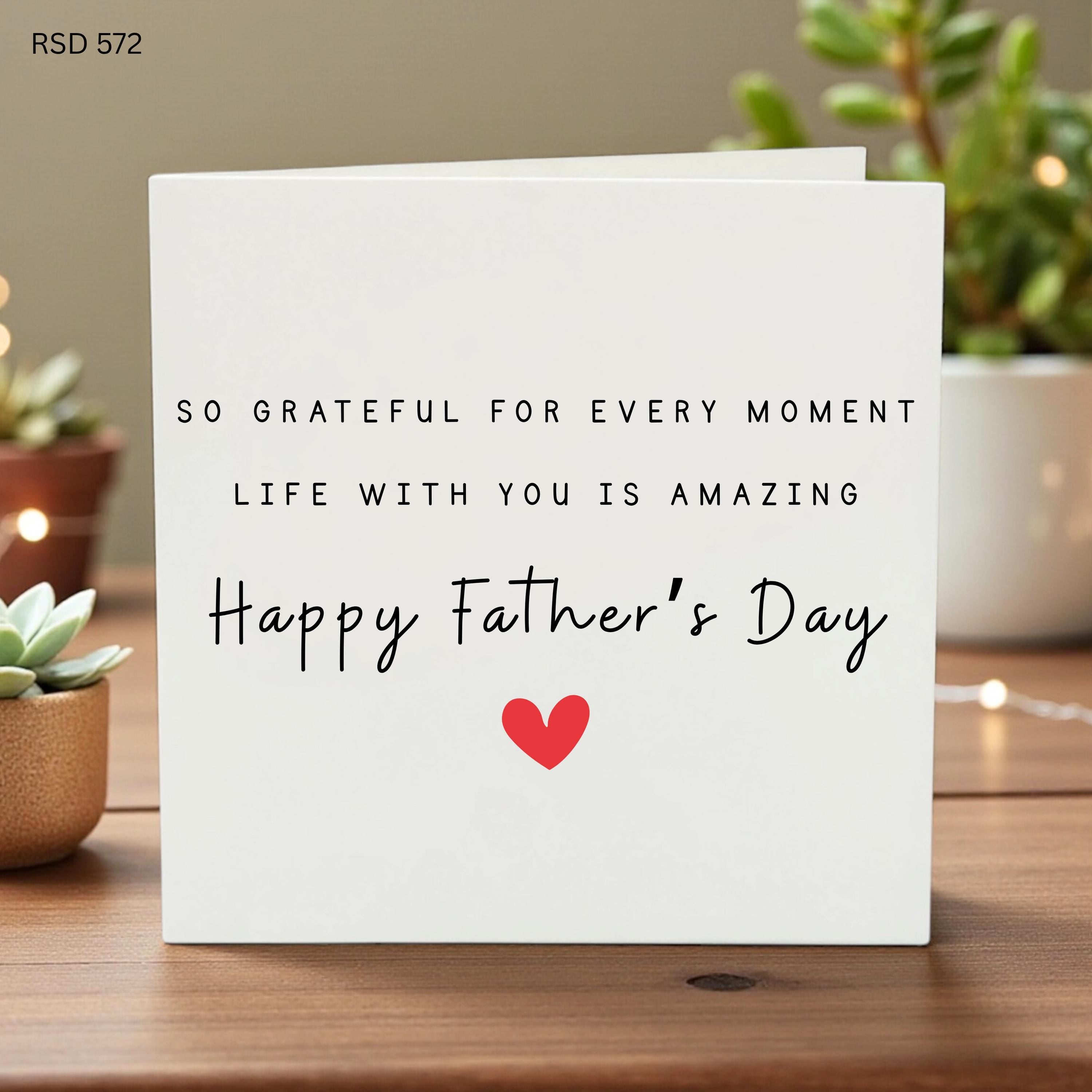 Personalized Father’s Day Card for Dad, So Grateful for Every Moment, Custom Name Gift, I Love You Design, Cute Heart Balloons