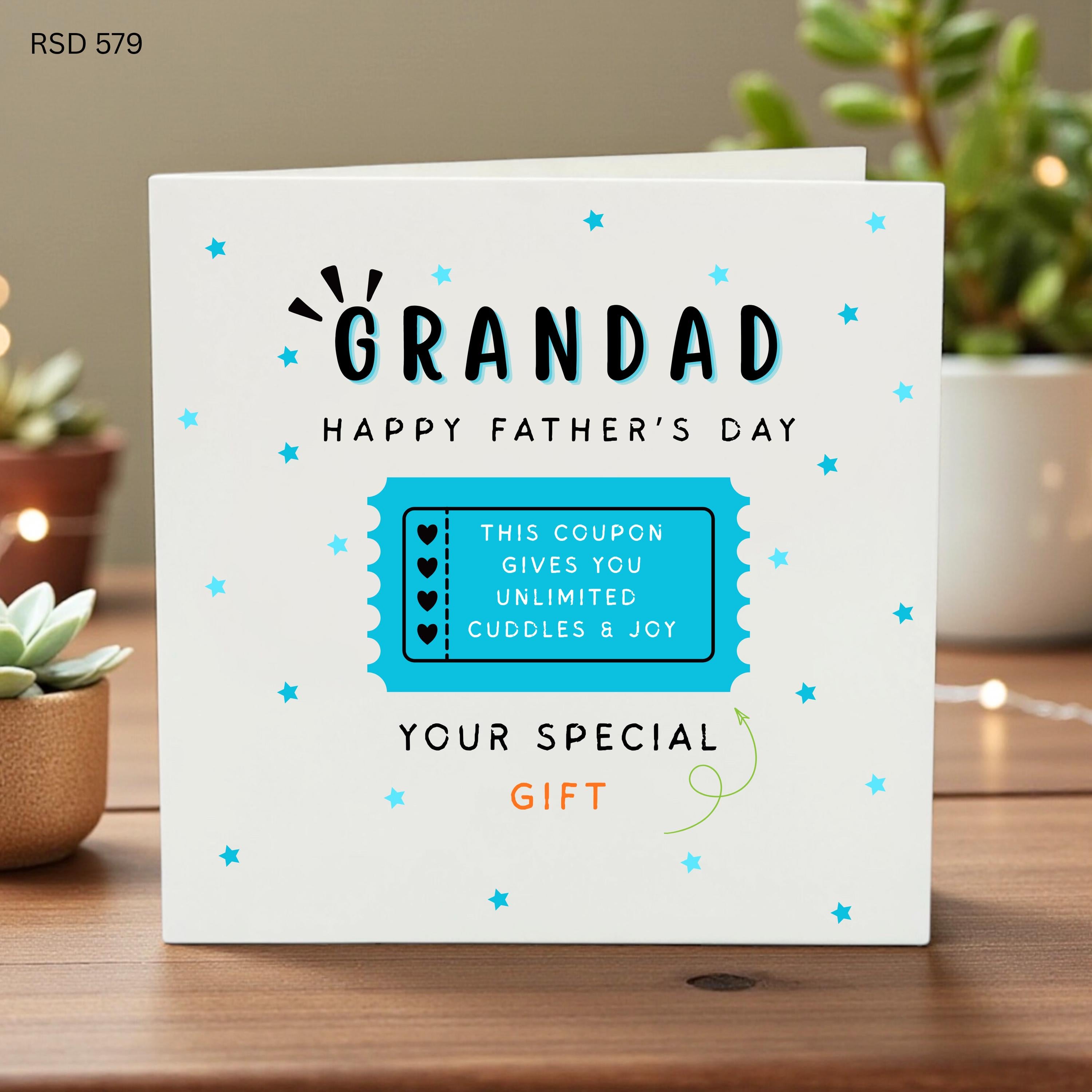 Grandad Father’s Day Card with Coupon, Personalized Grandpa Gift, Kids Fun Card, Heartfelt Grandfather Card, Unique Grandpa Card