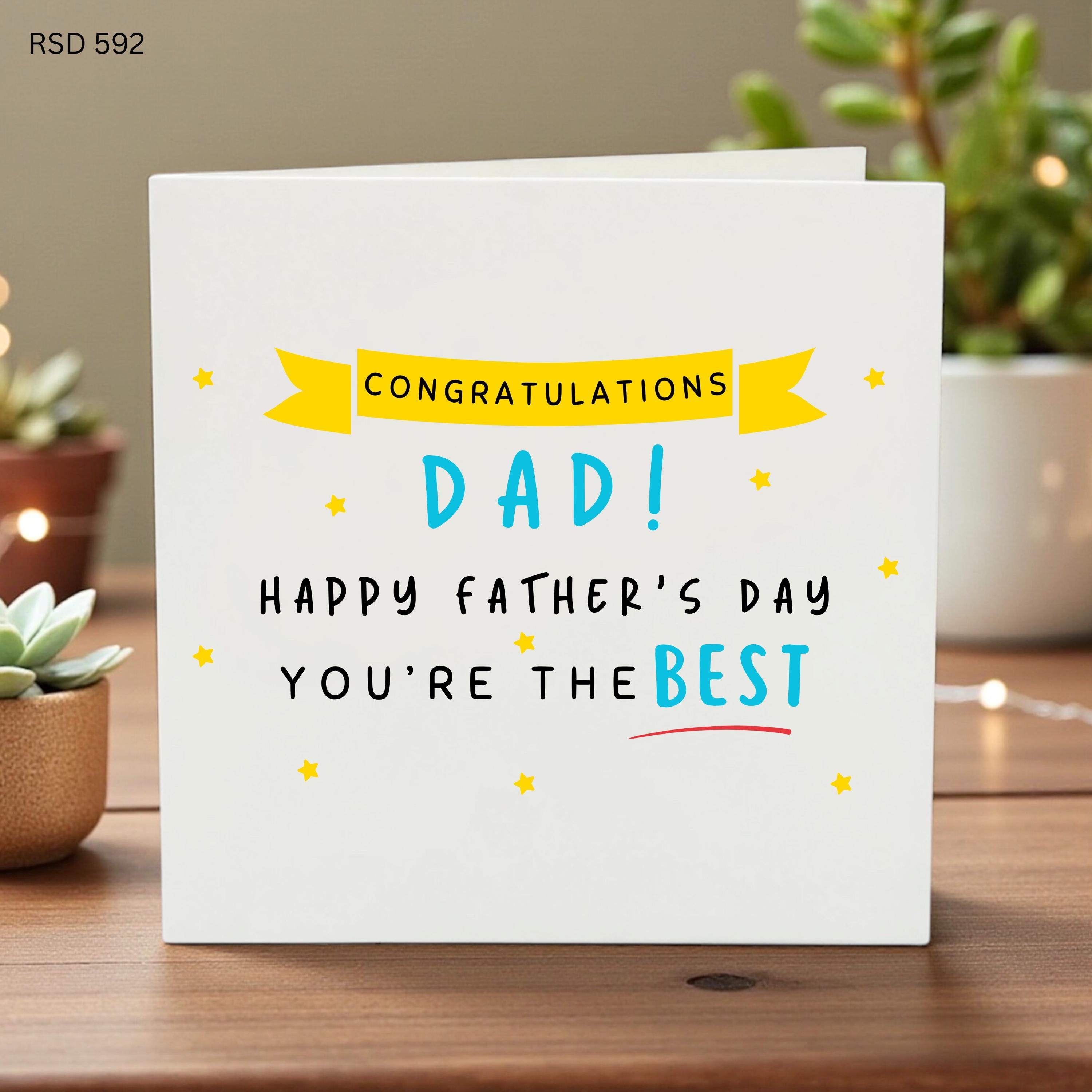 Congratulations Dad Card, Happy Father’s Day, Personalized Gift from Kids, Fun & Colorful Design, Unique Card for Papa