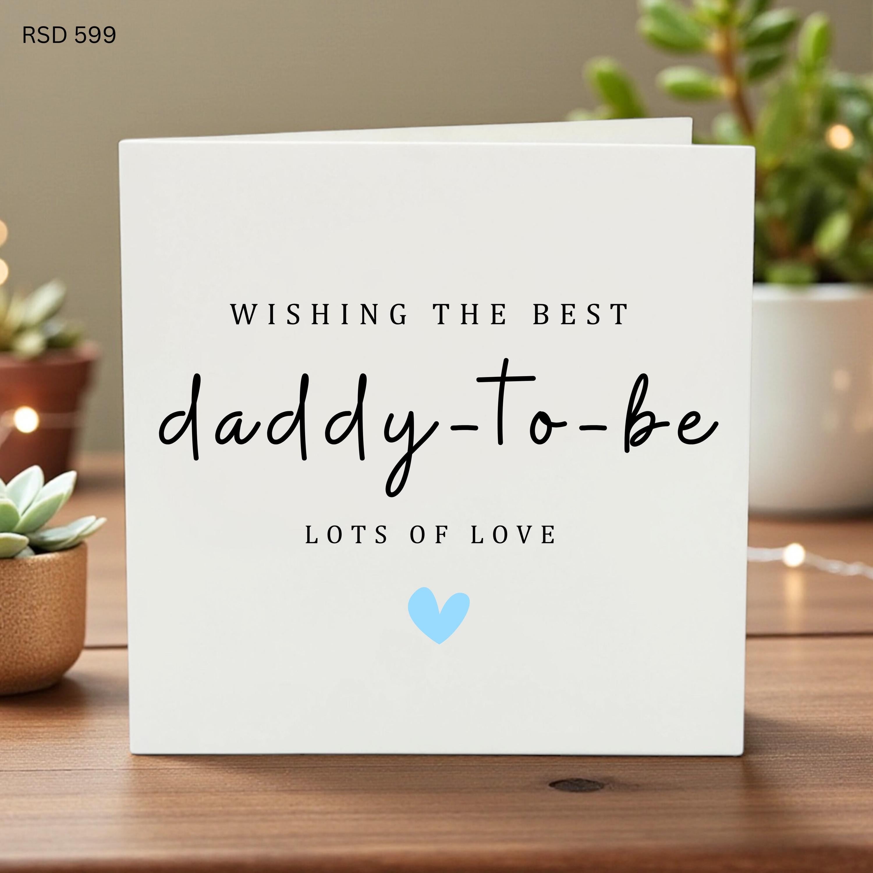 Daddy to Be Card, Wishing the Best, Pregnancy Announcement Card, Baby Shower, Expecting Father Greeting, Blue Heart, Lots of Love