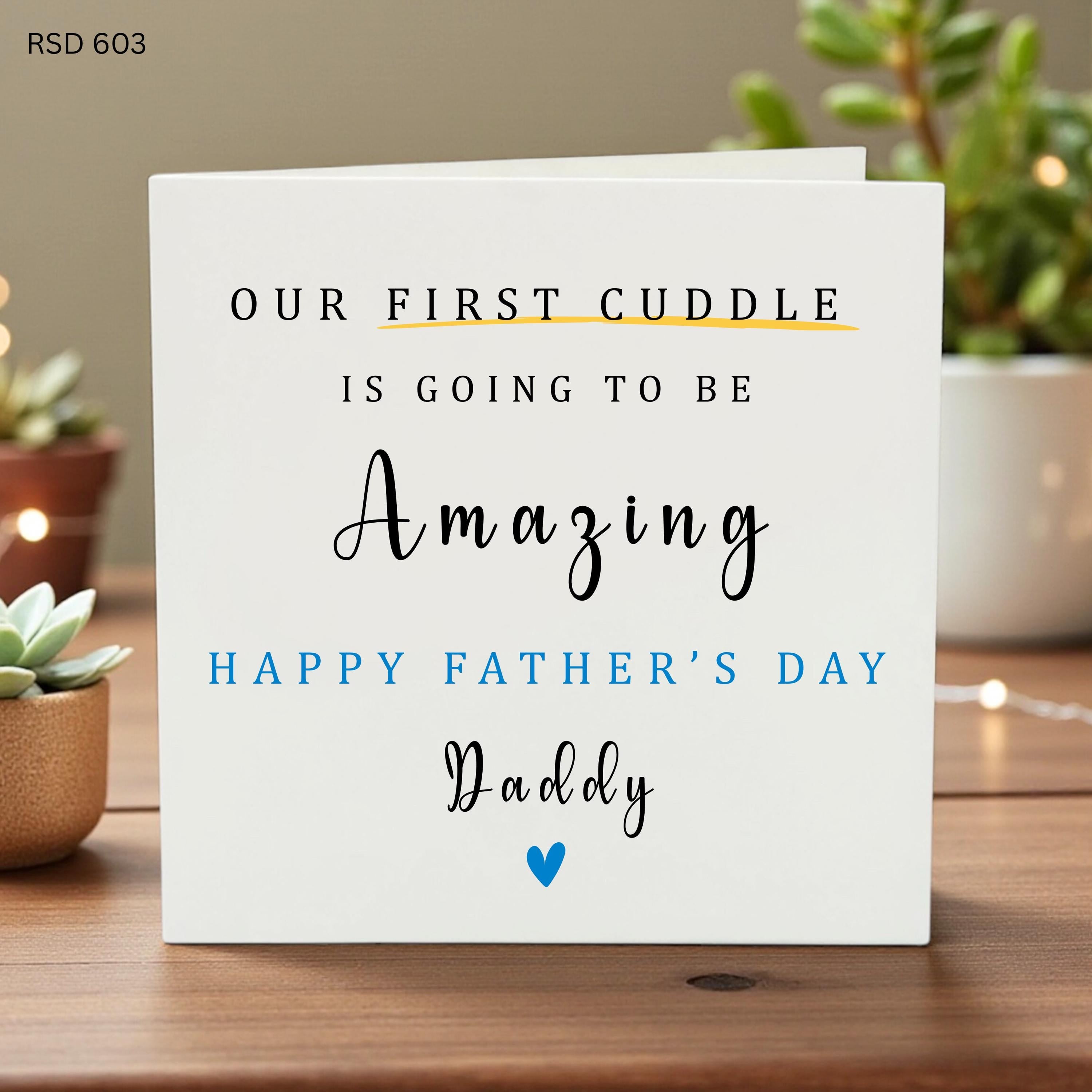 Our First Cuddle Card, Daddy Father’s Day, New Dad Gift, Pregnancy Announcement Card, Cute Bear Illustration, Personalized Love