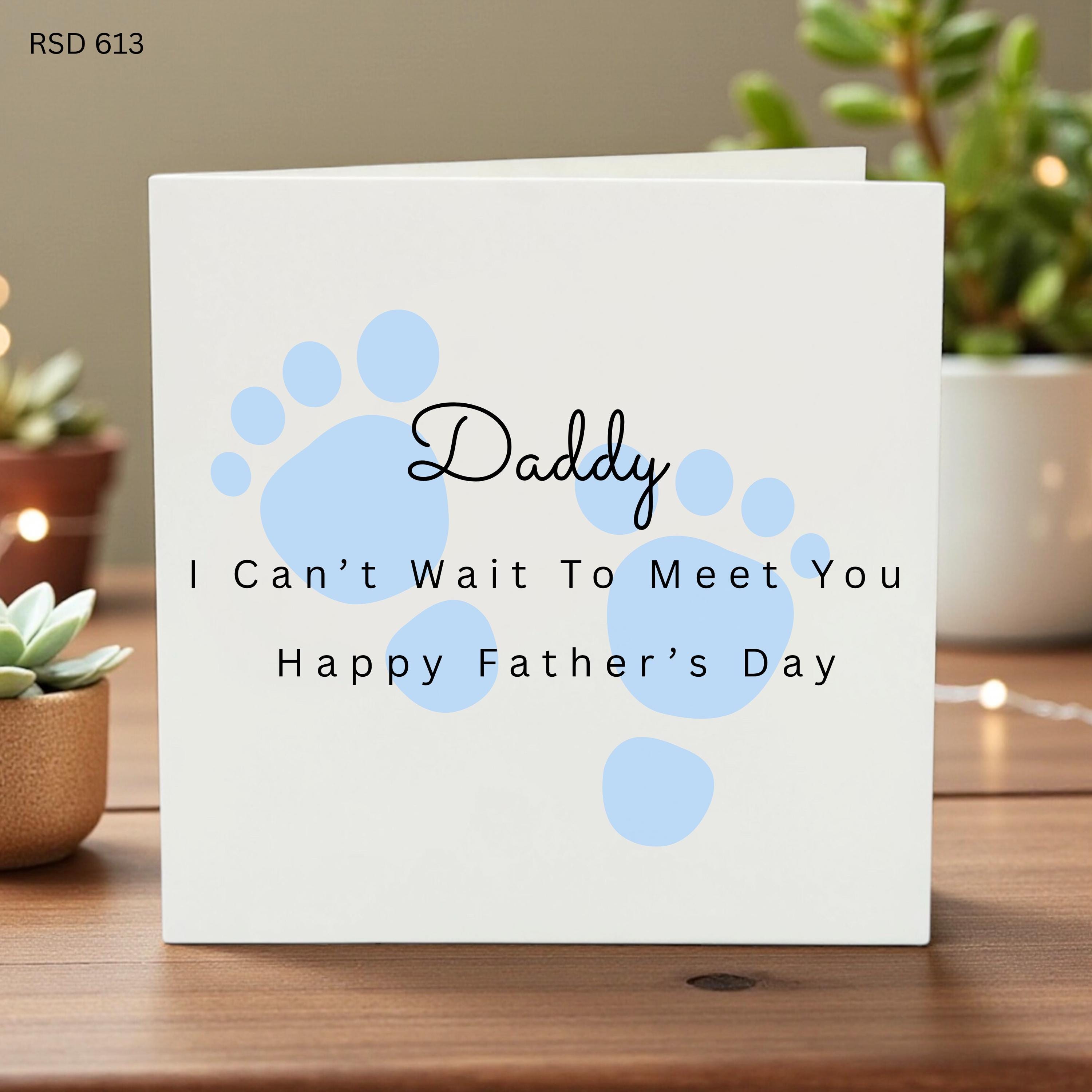 Daddy I Can’t Wait To Meet You Baby Announcement Card Fathers Day Pregnancy Gift Card For Dad Stepdad New Dad Greeting Card