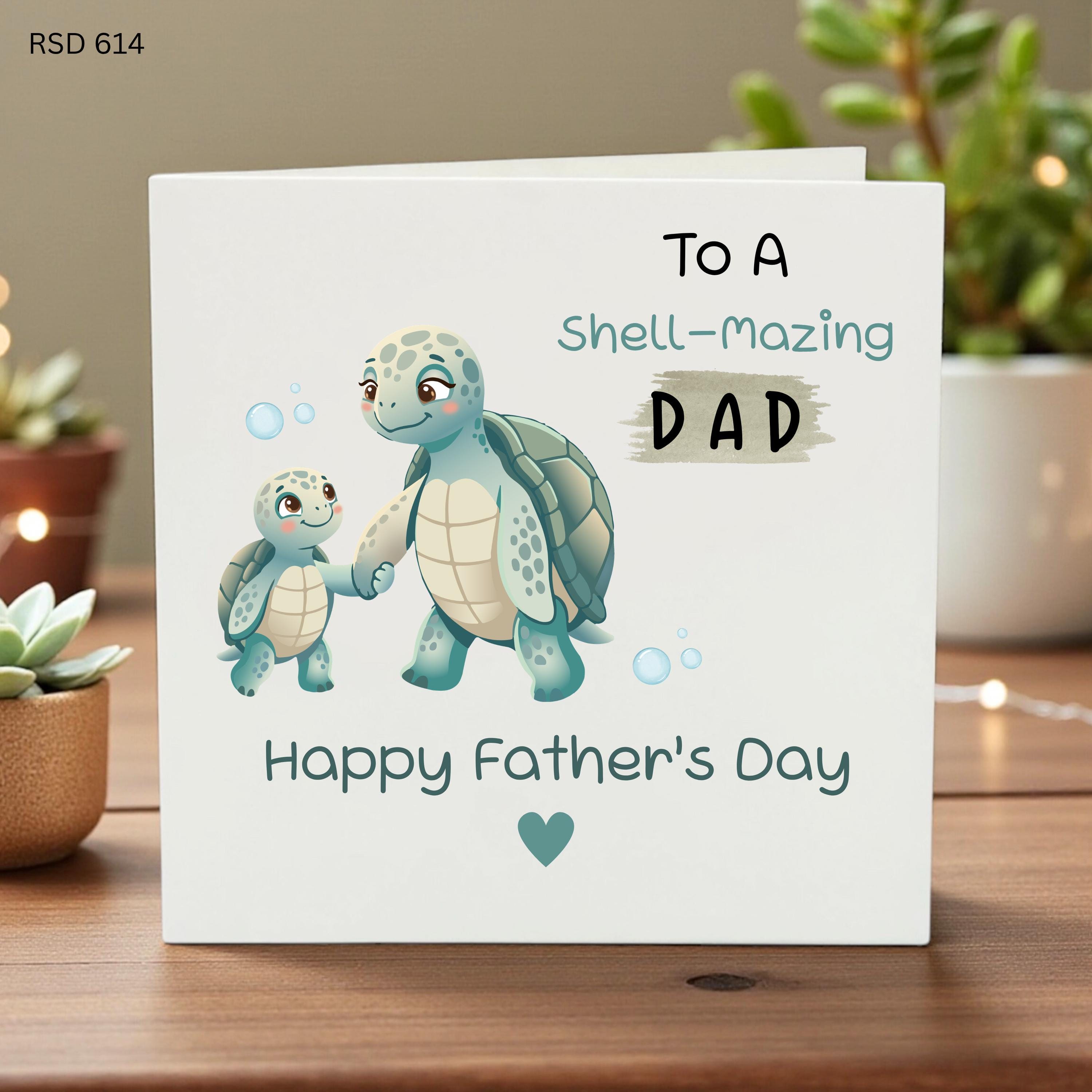 To A Shell-mazing Dad Funny Turtle Fathers Day Card Gift For Dad Stepdad Grandad Humorous Greeting Card
